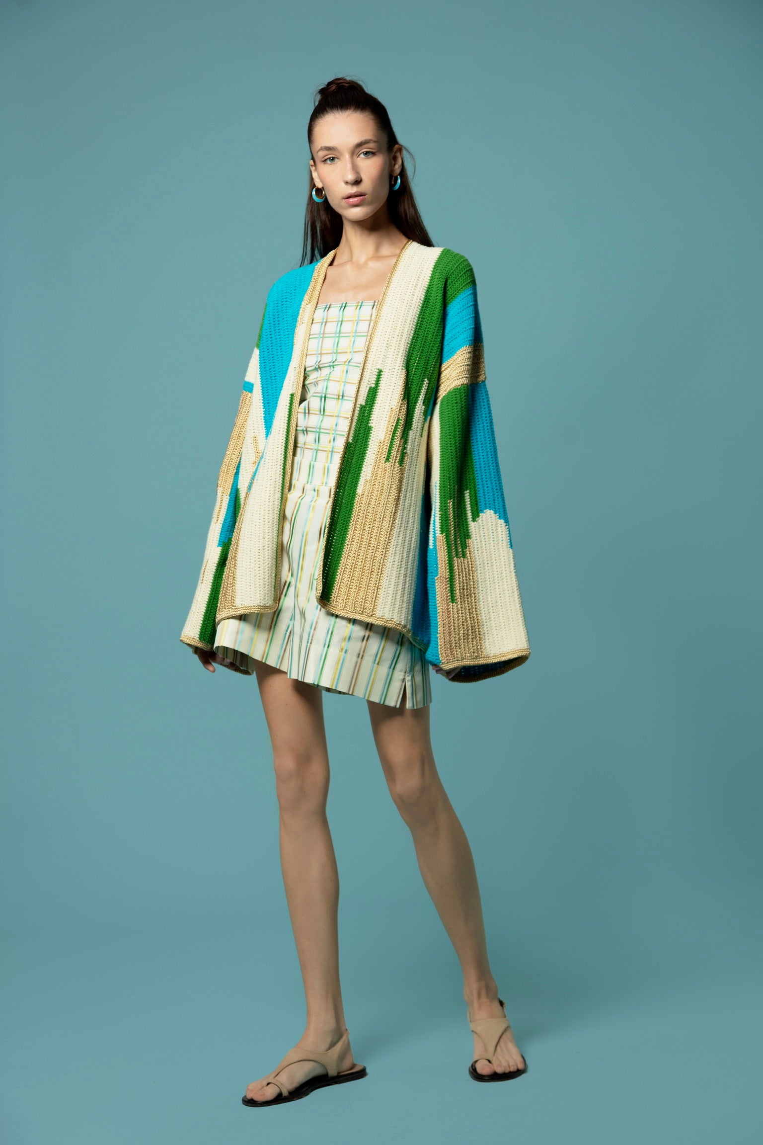 JADE JACKET BEIGE/GREEN/TURQUOISE