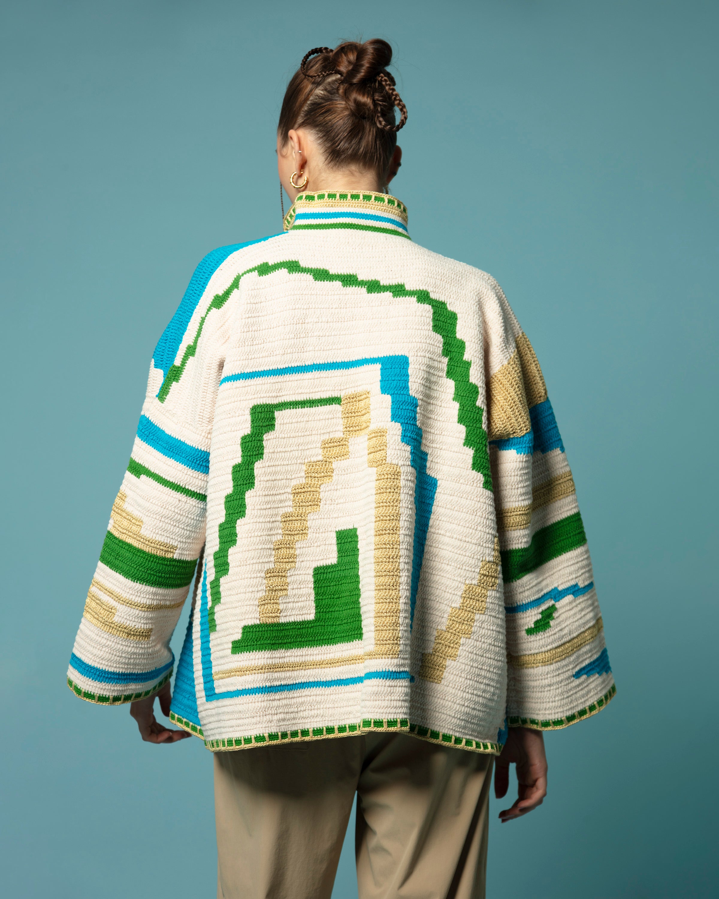 KIONA JACKET LONG BEIGE/GREEN OS