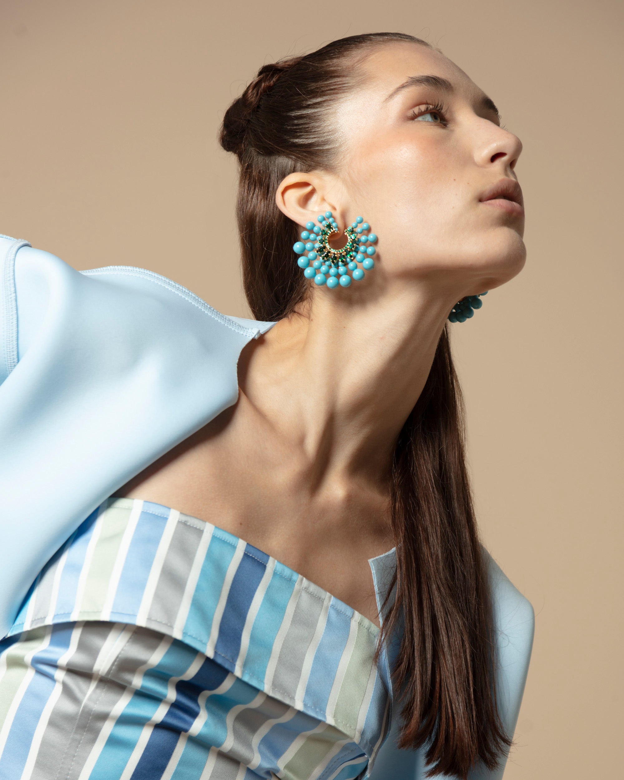 ZENDAYA DRESS SOIE RAYE SHADES OF BLUE
