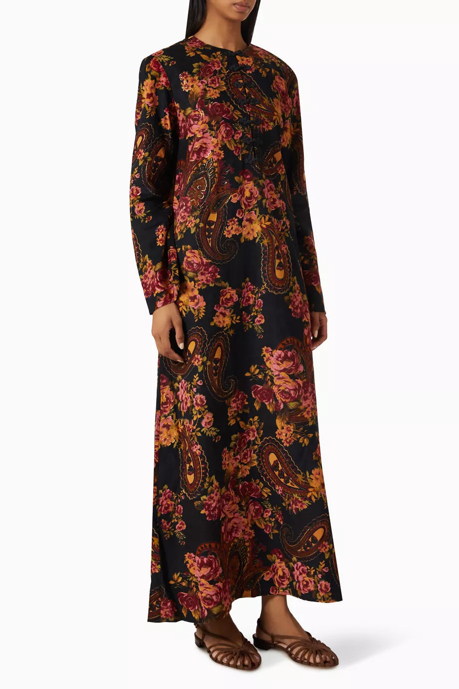 LUEUR DRESS CORDUROY PAISLEY BLACK
