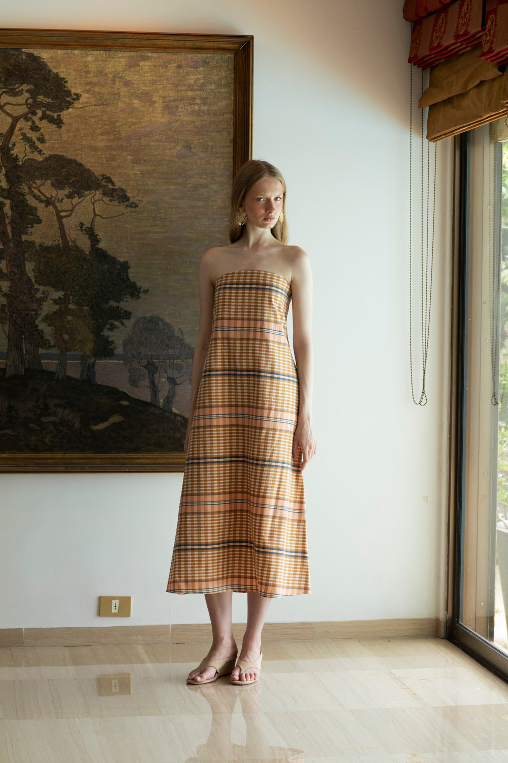 SOLA DRESS CARREAUX PEACH