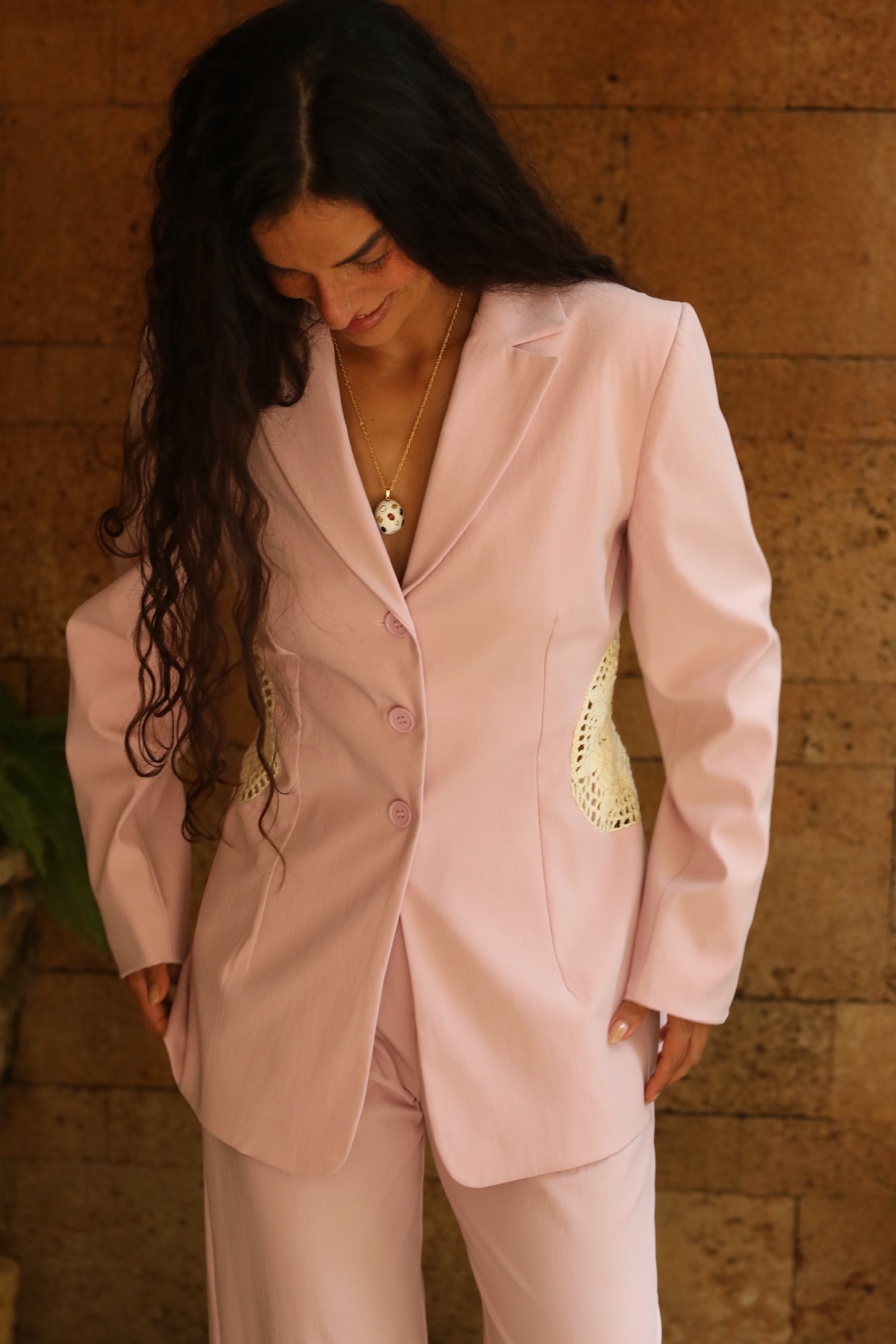 BEIRUT BLAZER PINK WITH CROCHET