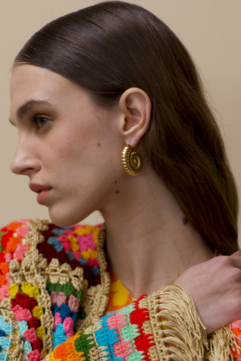 HARP SHELLS EARRINGS GOLD