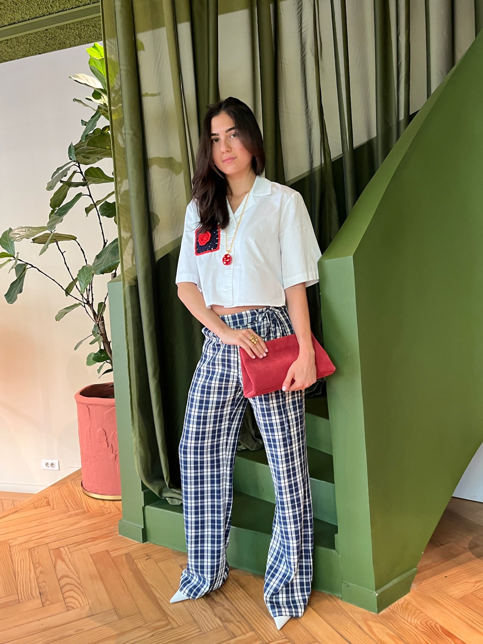 ELLY PANTS CARREAUX MARINE