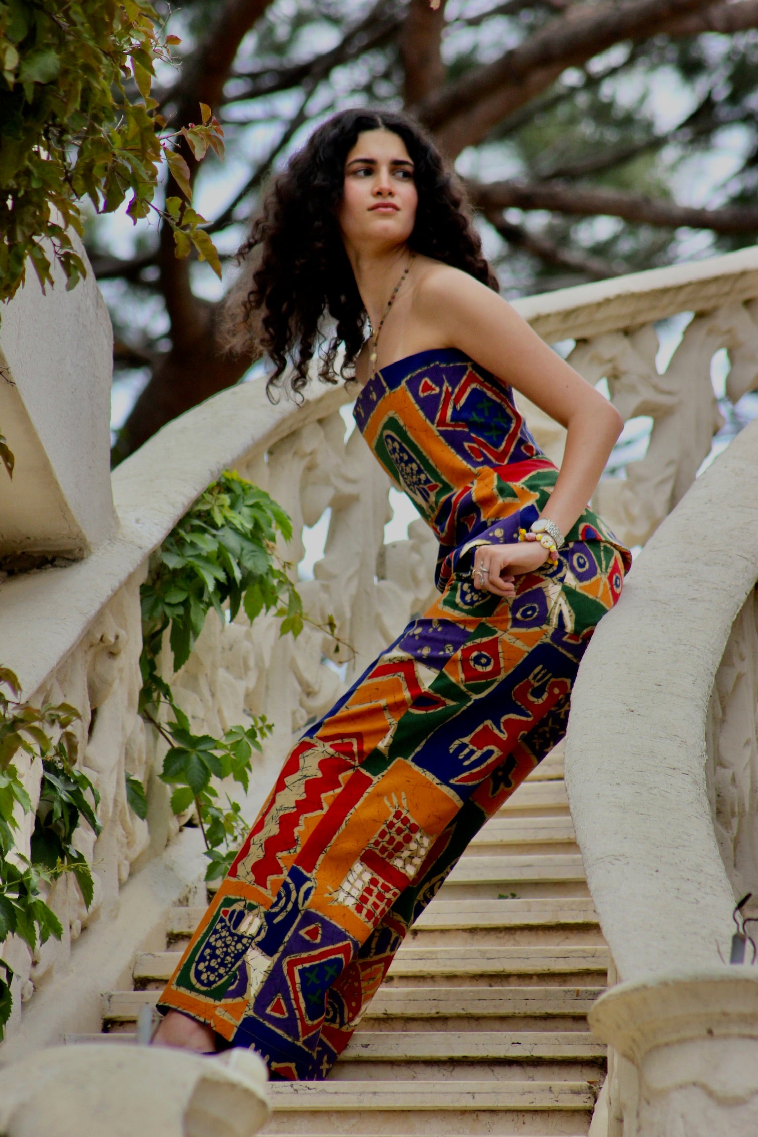 LUNE PANTS COTTON LIN IMPRIME AFRICAIN