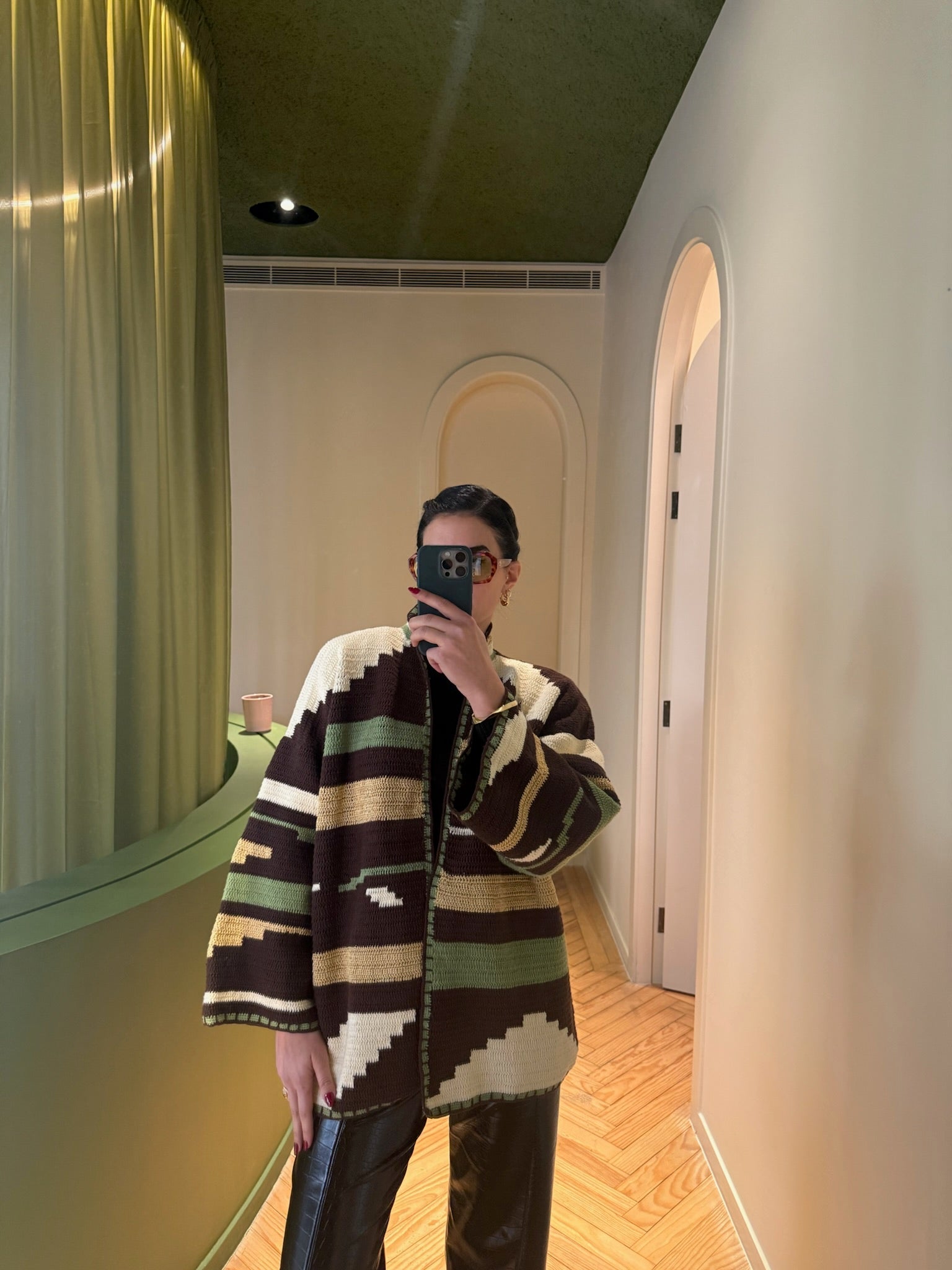 KIONA JACKET LONG BROWN/GREEN OS