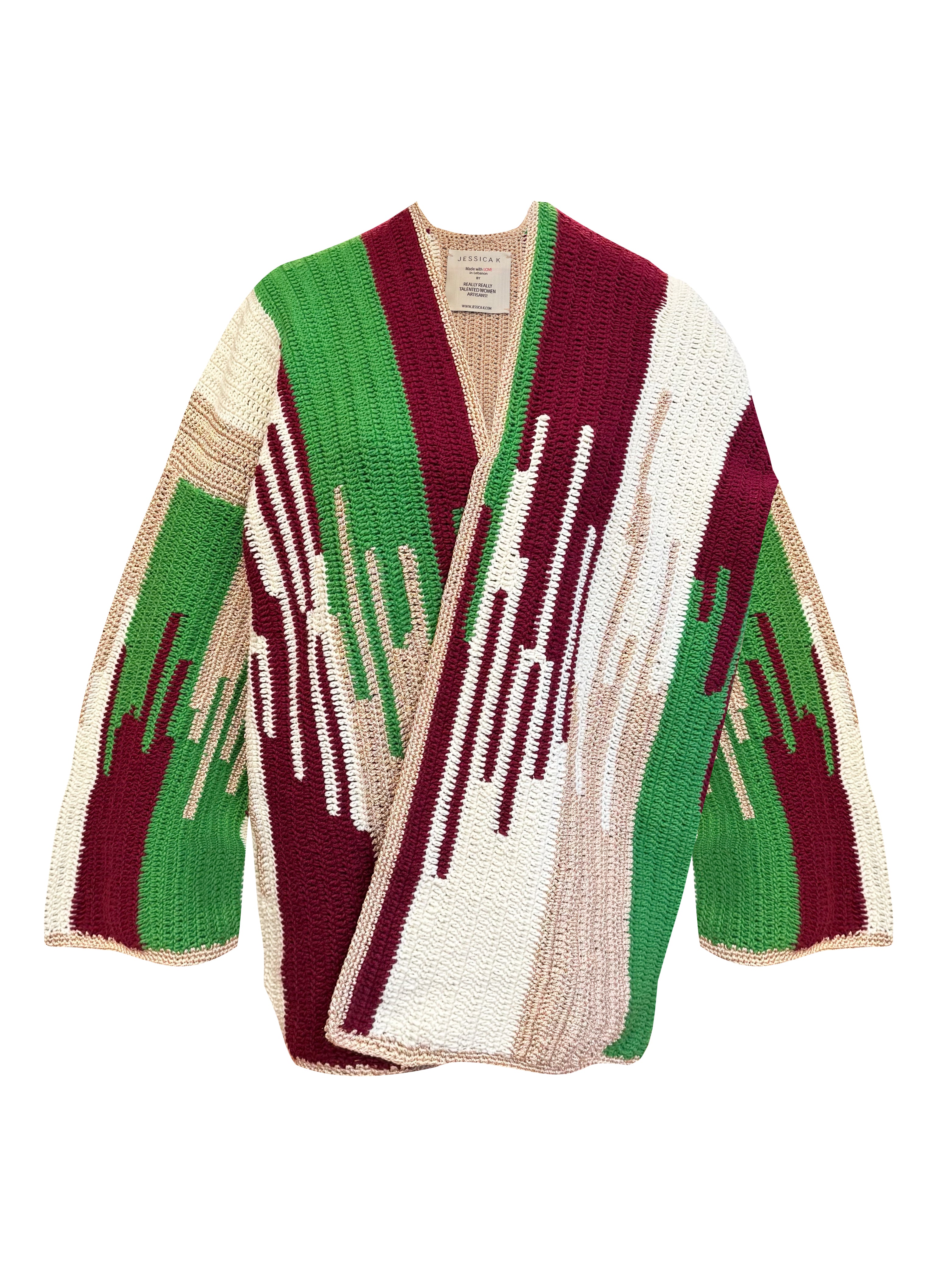 JADE JACKET BEIGE/GREEN/BURGUNDY