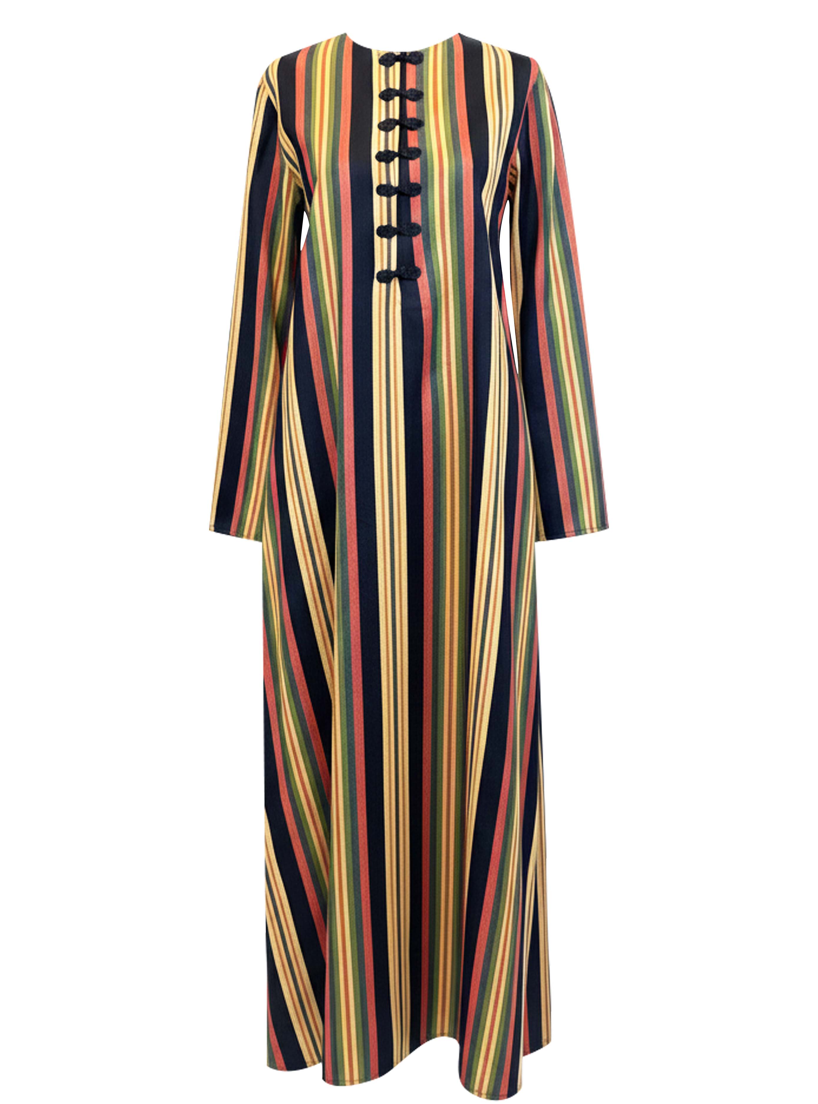 LUEUR DRESS LIN RAYE NOIR/ORANGE