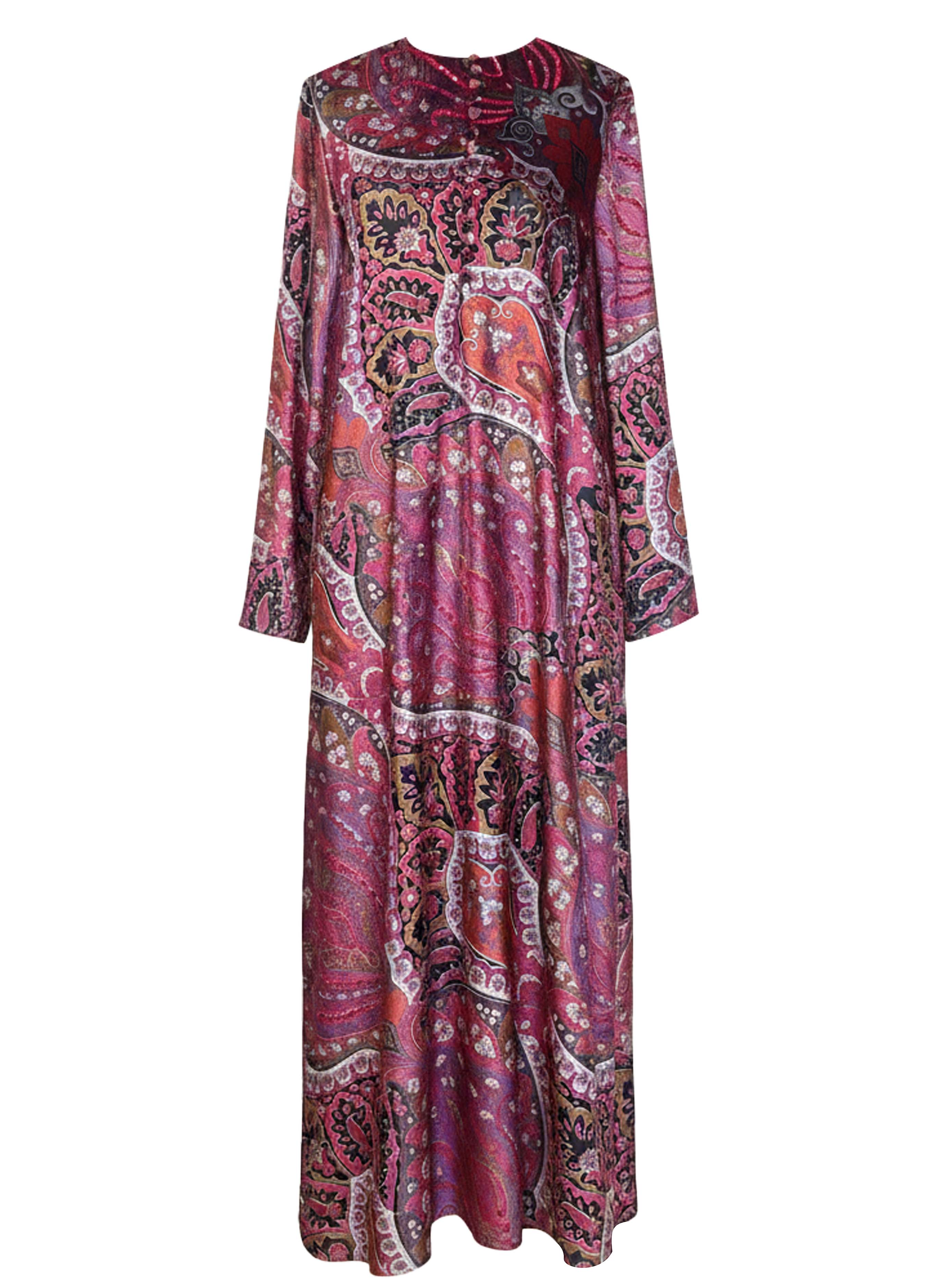 LUEUR DRESS PAISLEY VELVET AUBERGINE