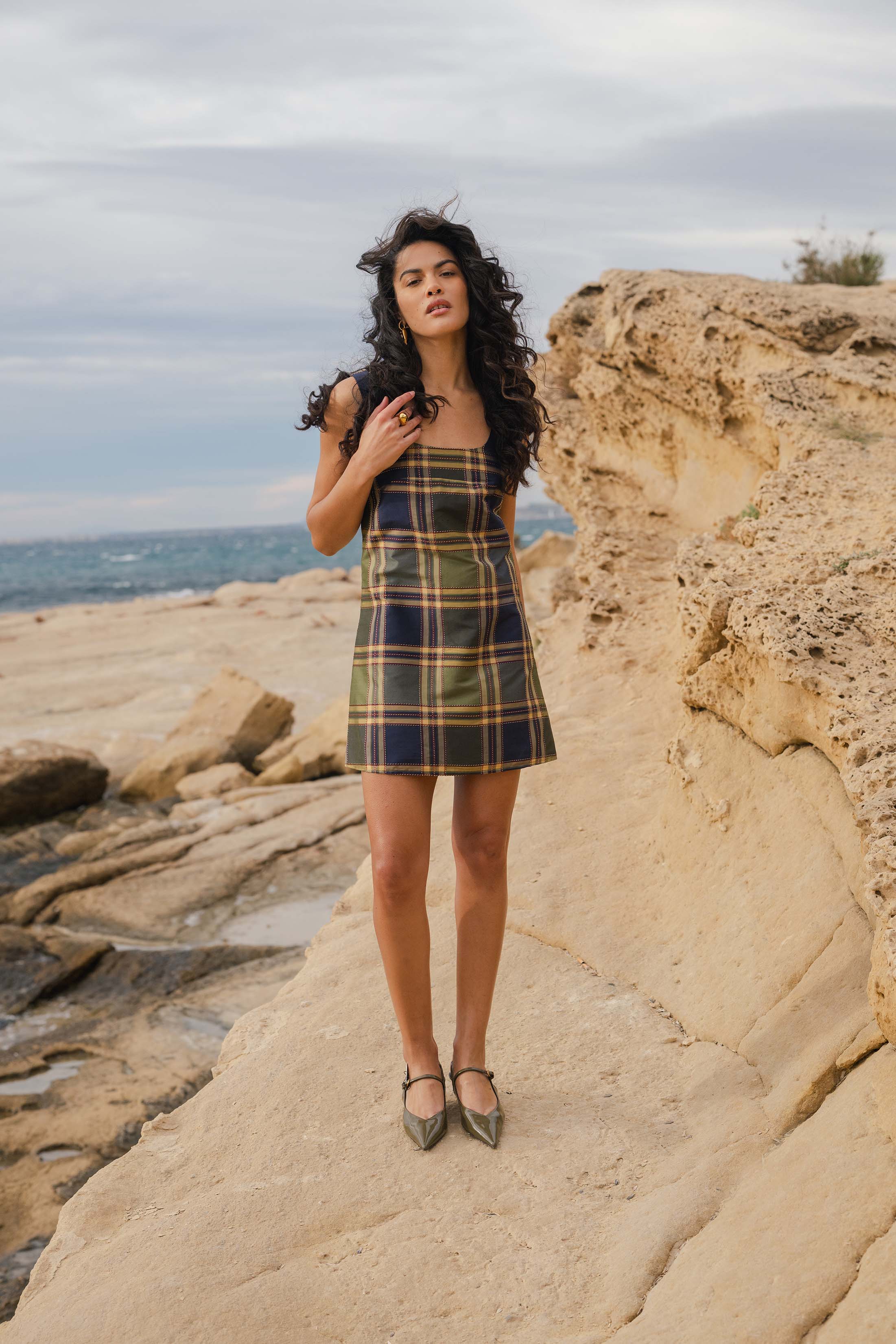 SENA DRESS TAFFETA CARREAUX