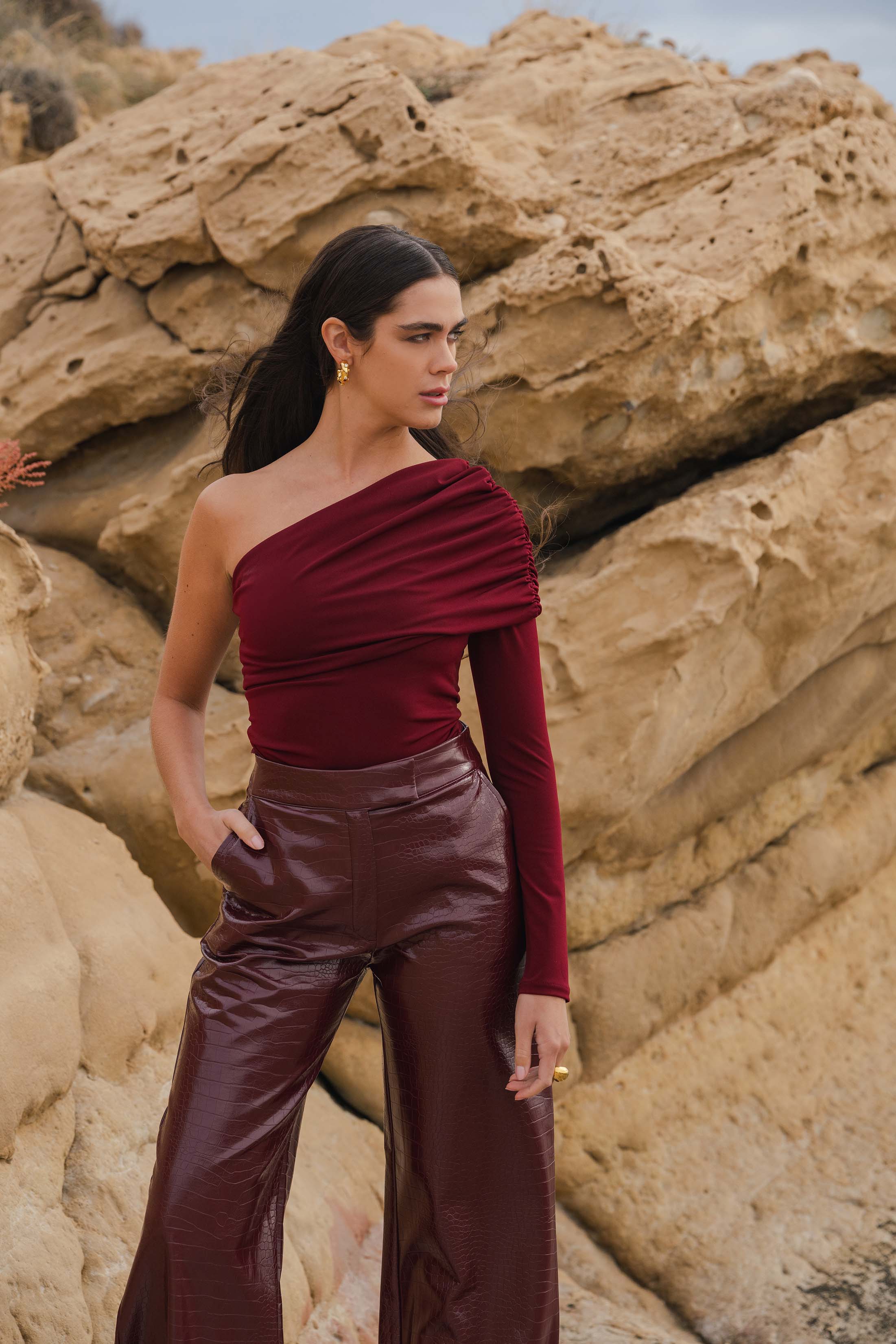 LIONA PANTS CROCO WINE