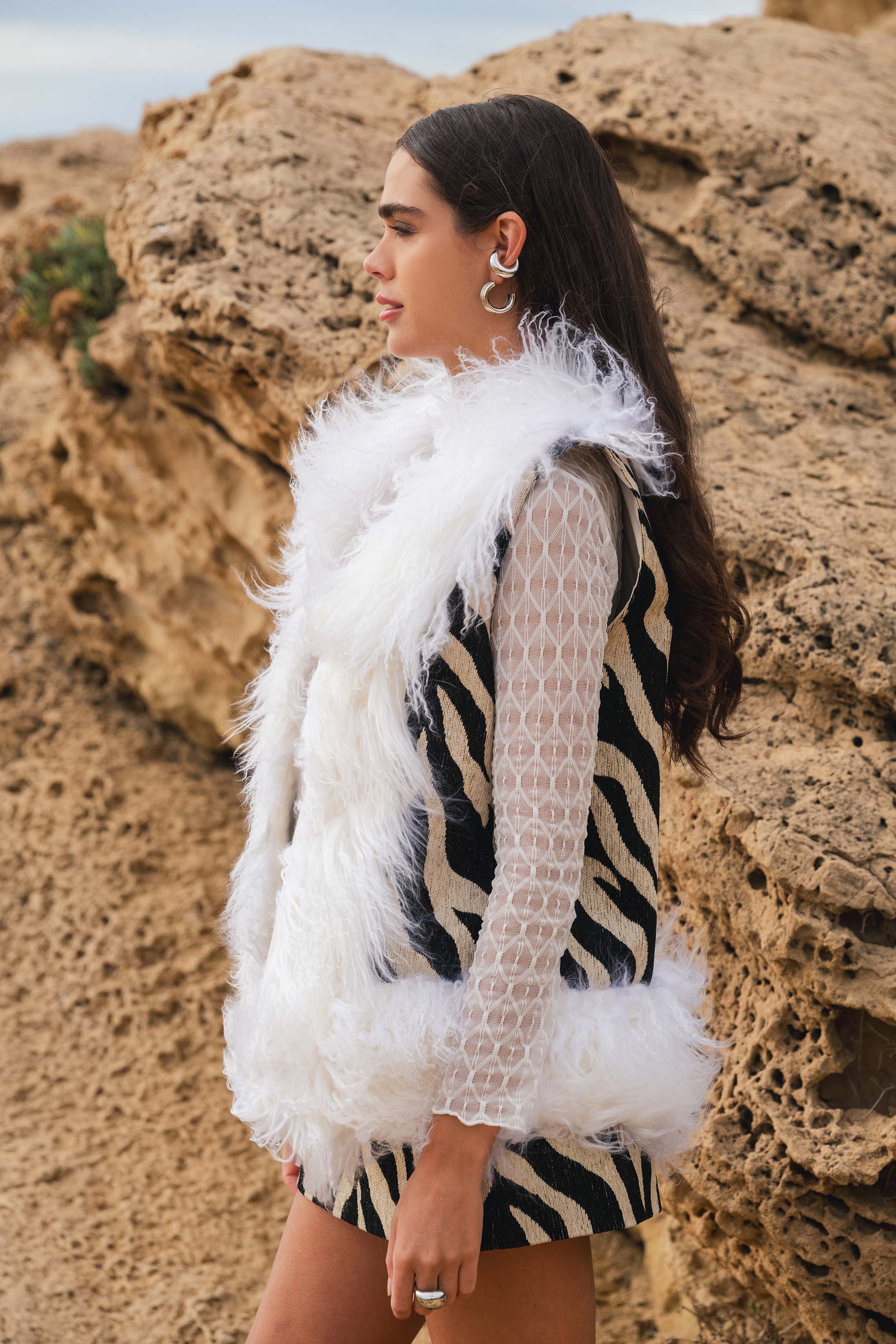 ZELLA GILET ZEBRA BLACK/WHITE