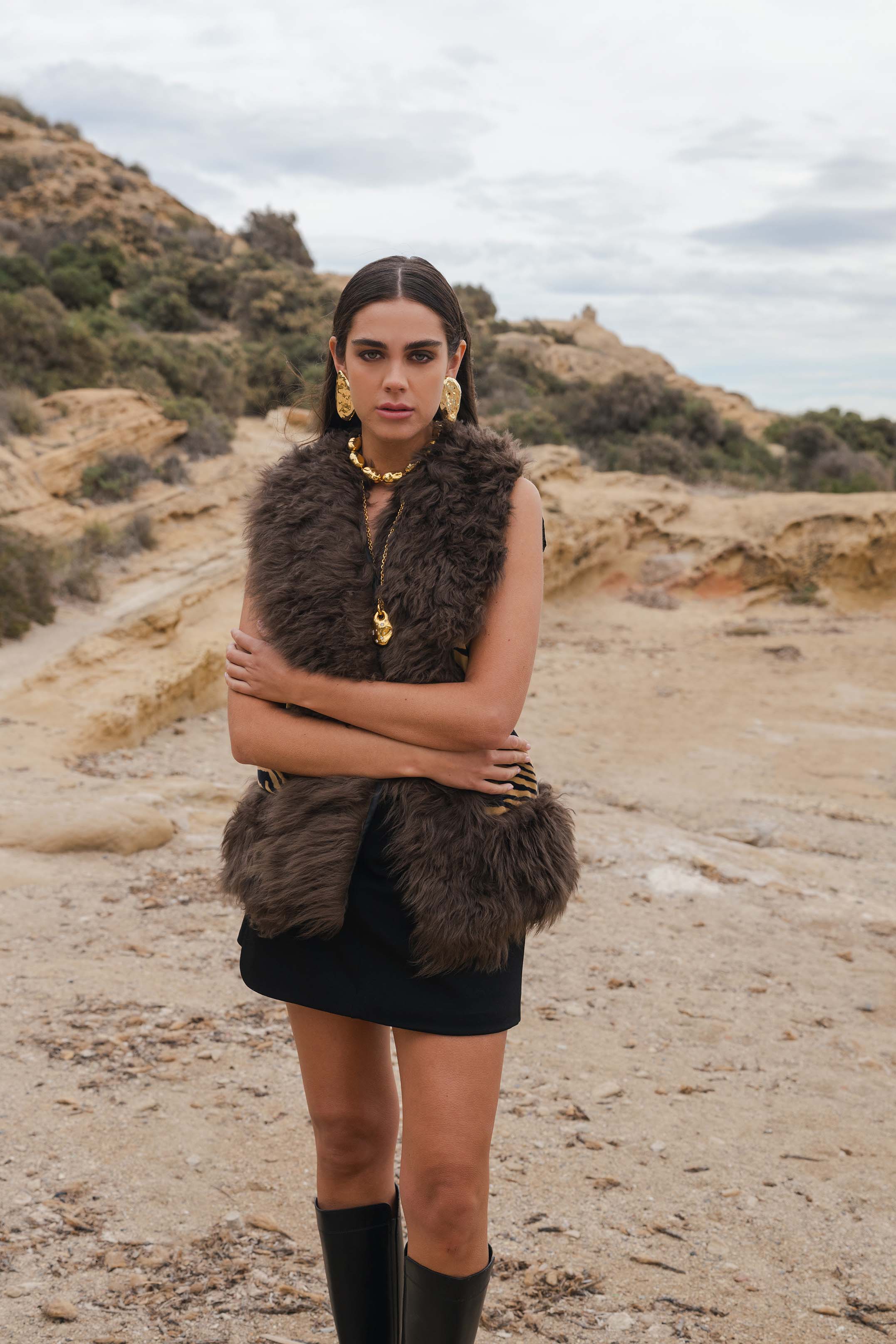 ZELLA GILET ZEBRA CAMEL