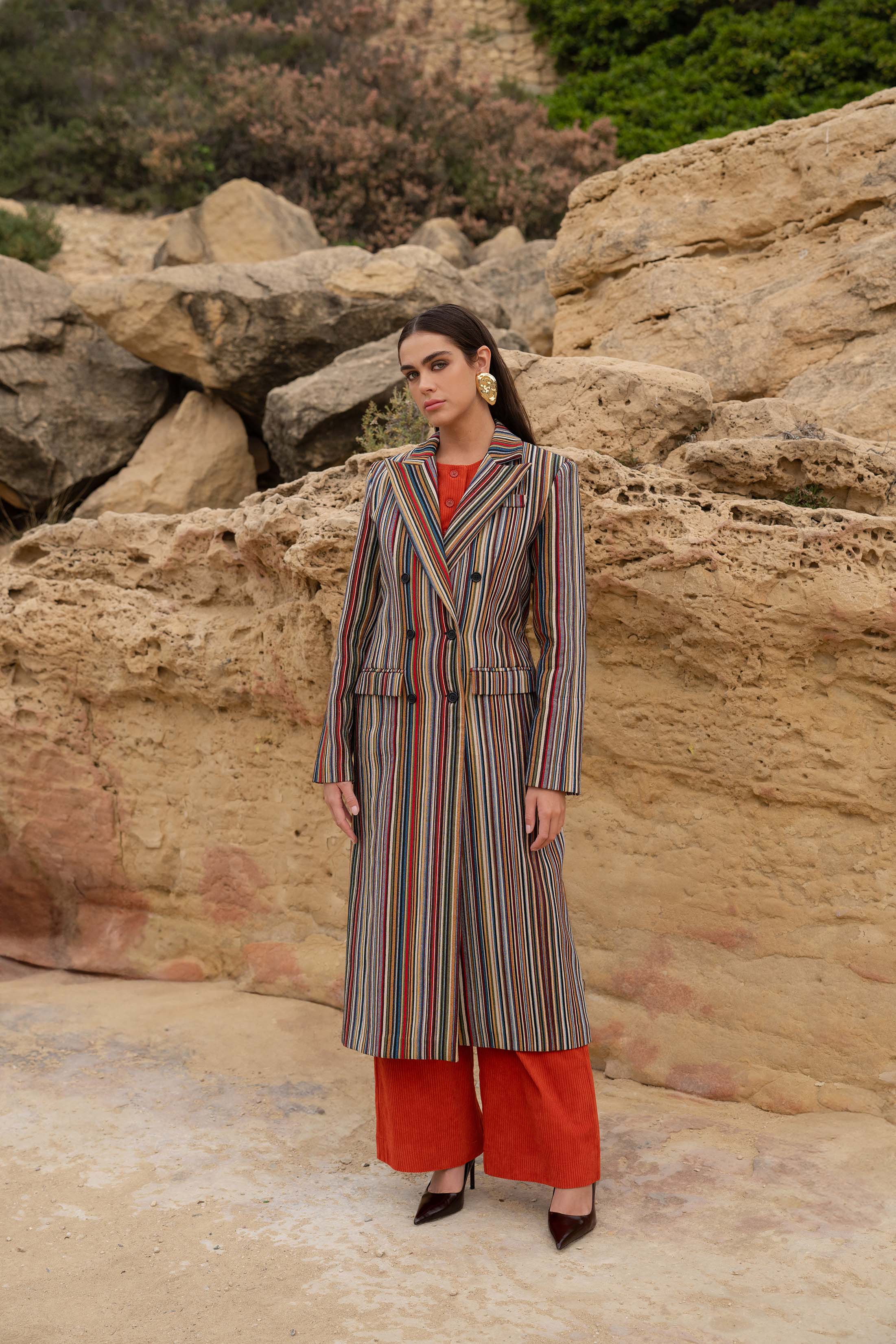 ZIMRAN COAT STRIPED MULTICOLOR