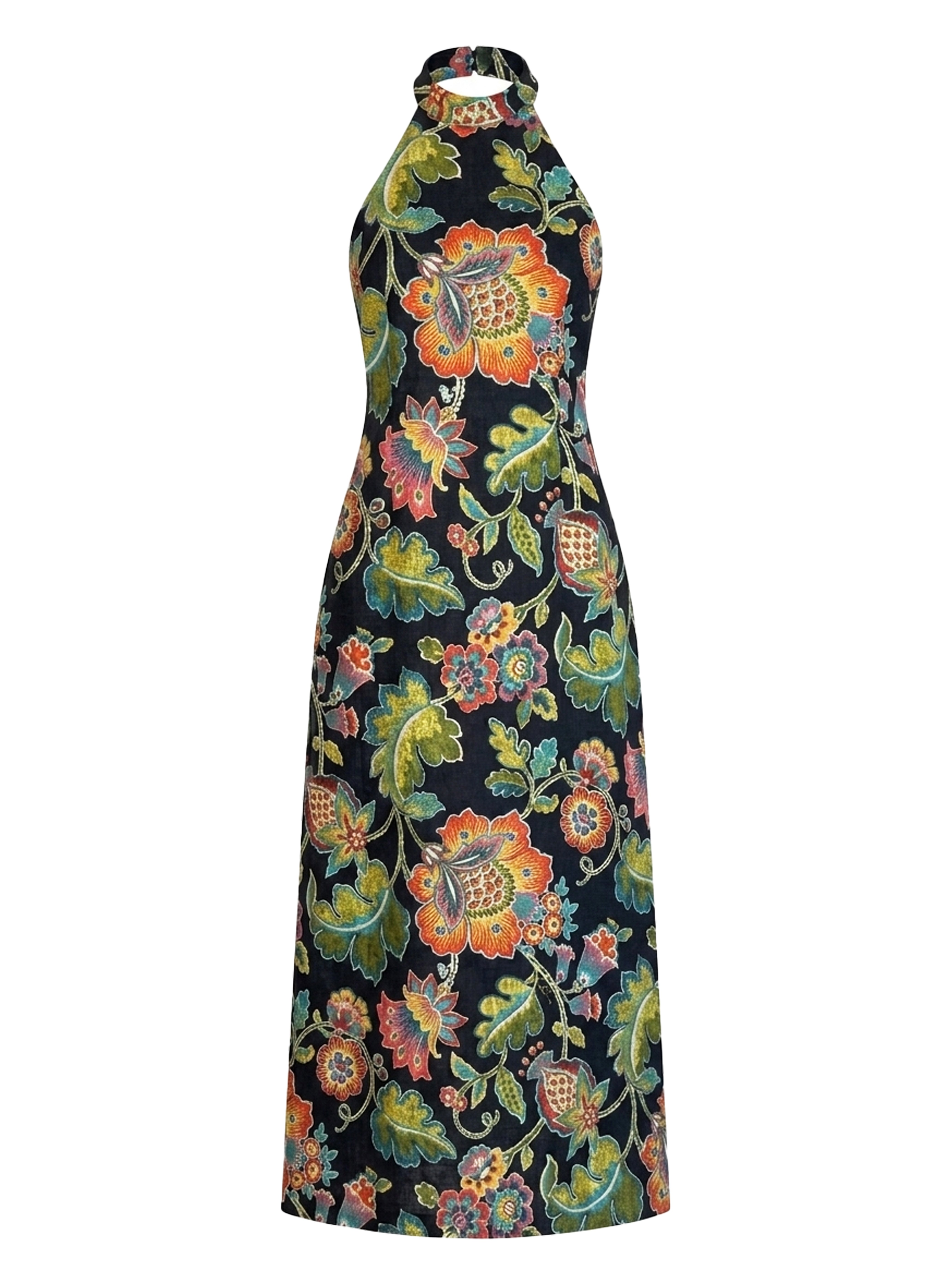PANA DRESS LIN FLEURI NOIR