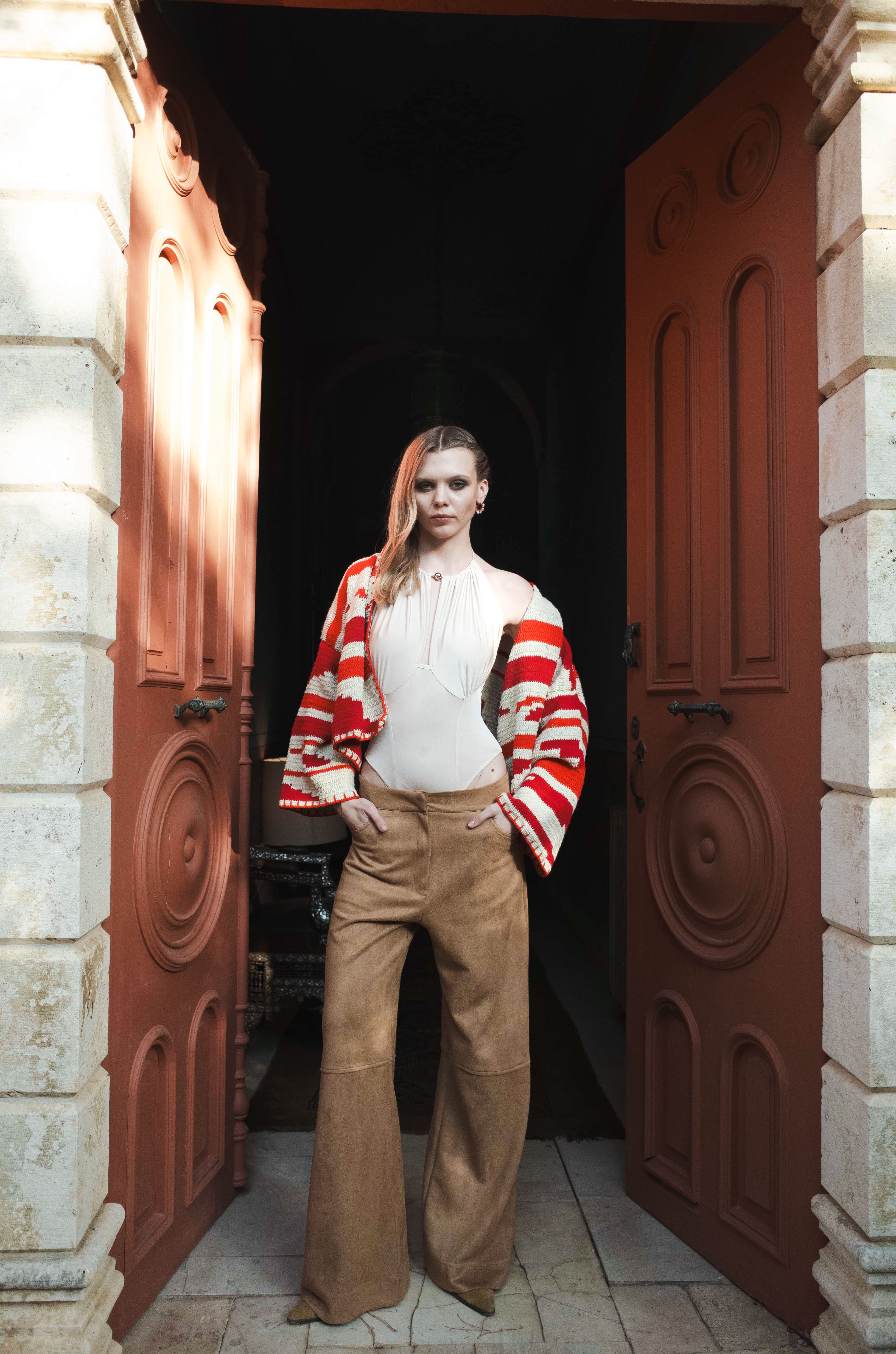 KIONA JACKET BEIGE/RED OS