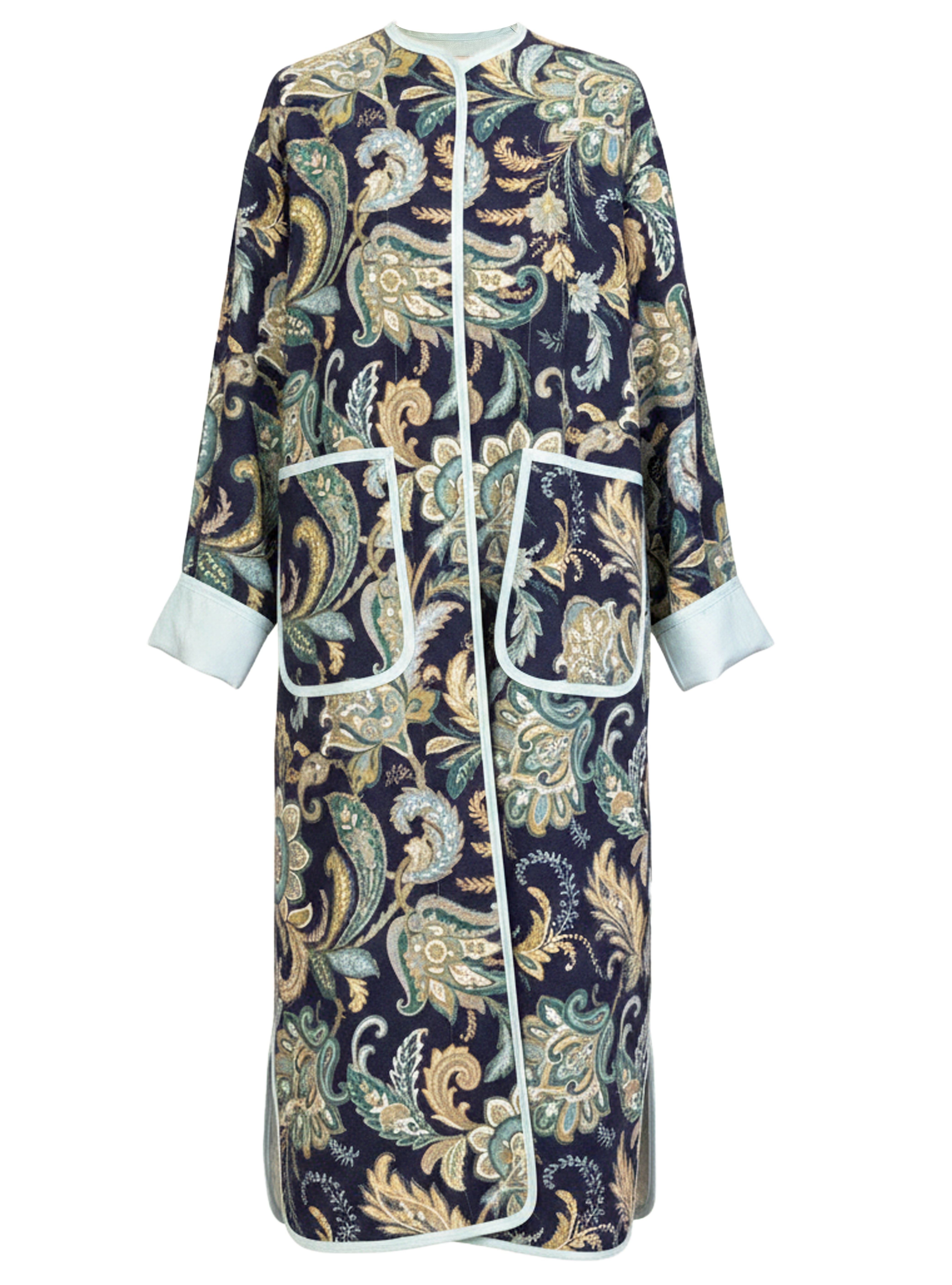 ROMAN LONG JACKET LIN IMPRIME NAVY BLUE