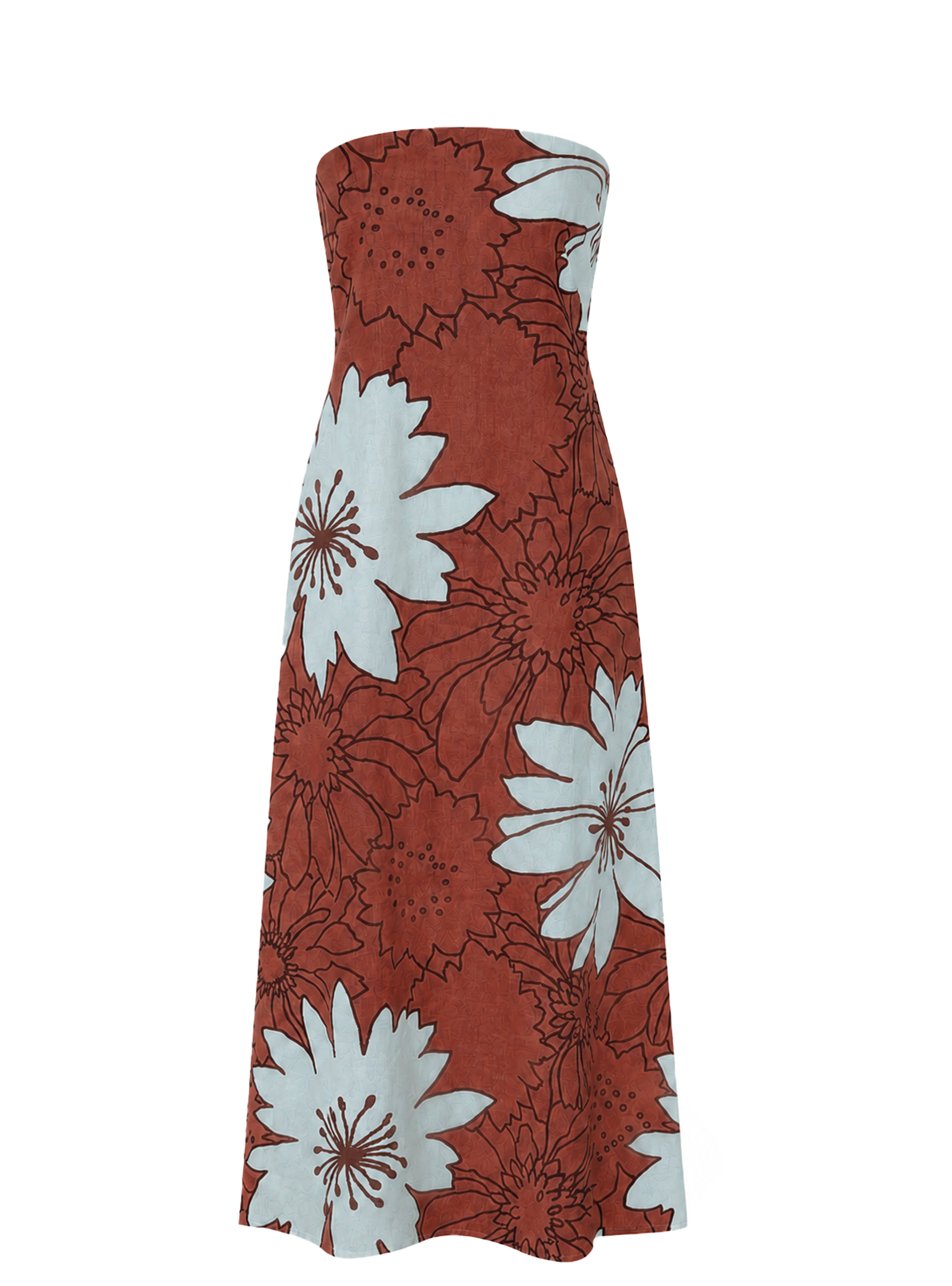 SOLA DRESS LIN IMPRIME MARRON