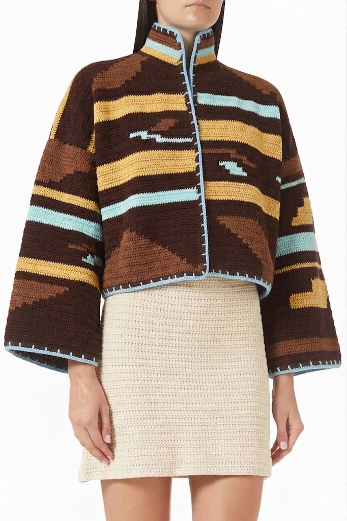 KIONA JACKET BROWN/AQUA OS