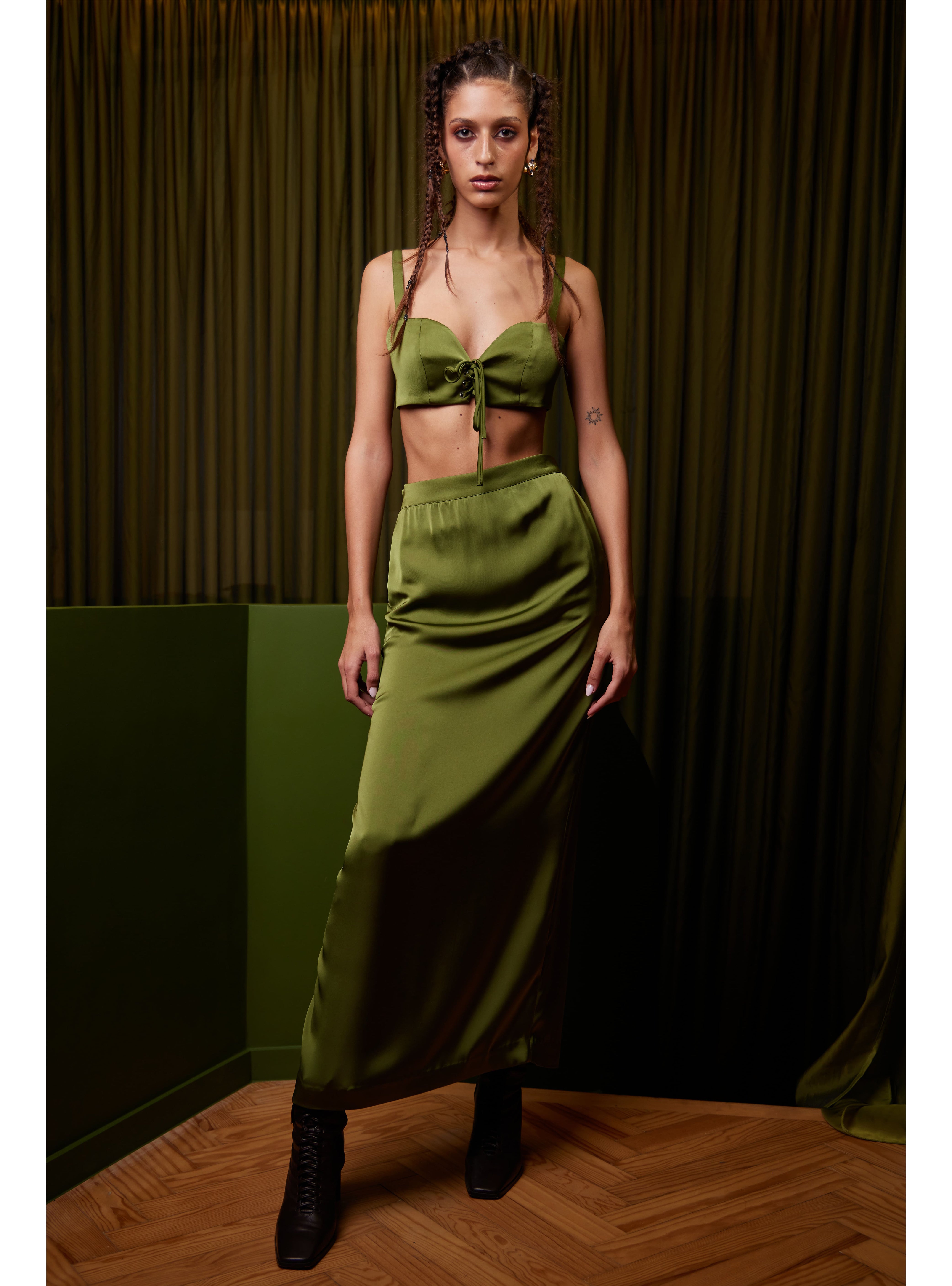CLARA SET SILK BULGARI OLIVE