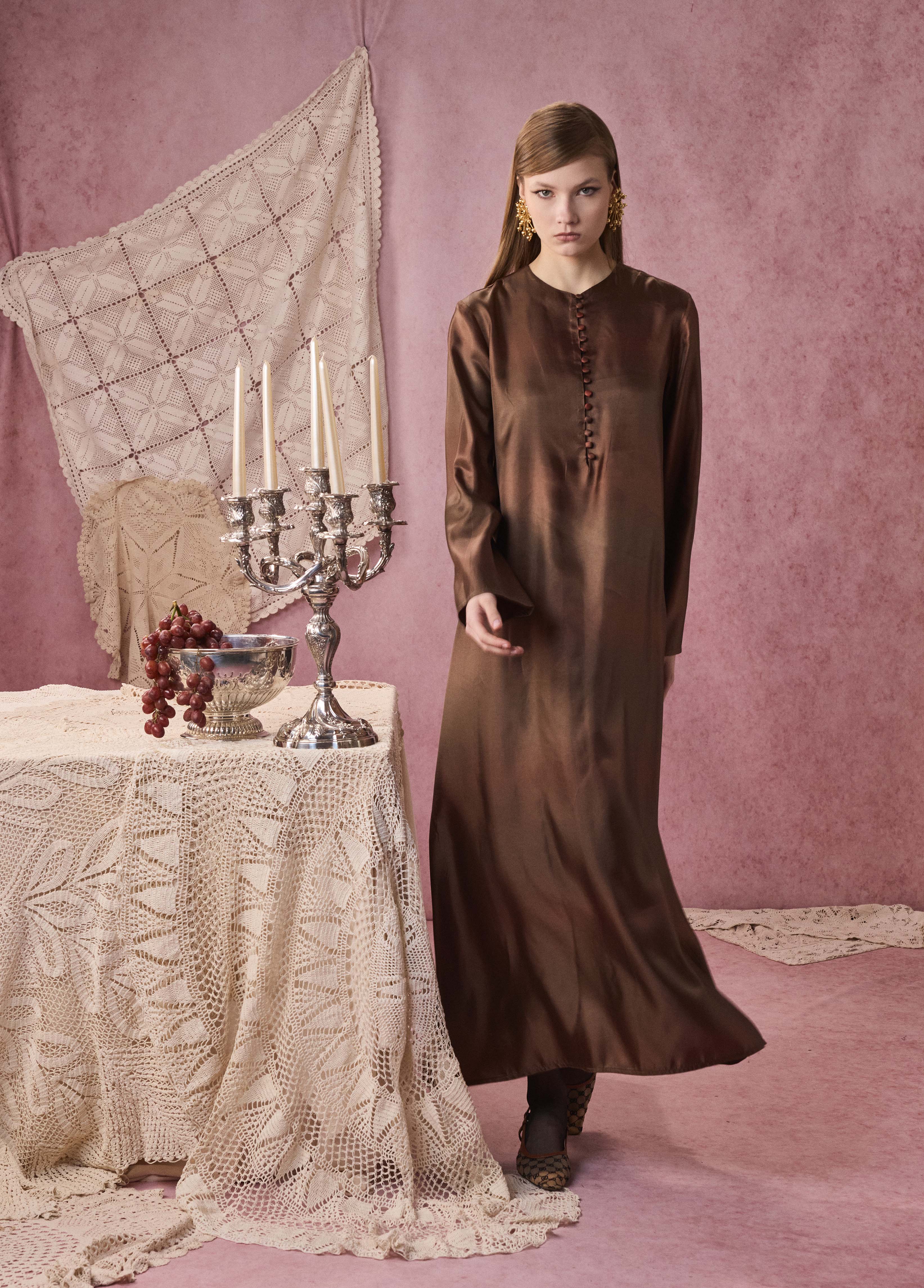 LUEUR DRESS TAFFETA KAKI