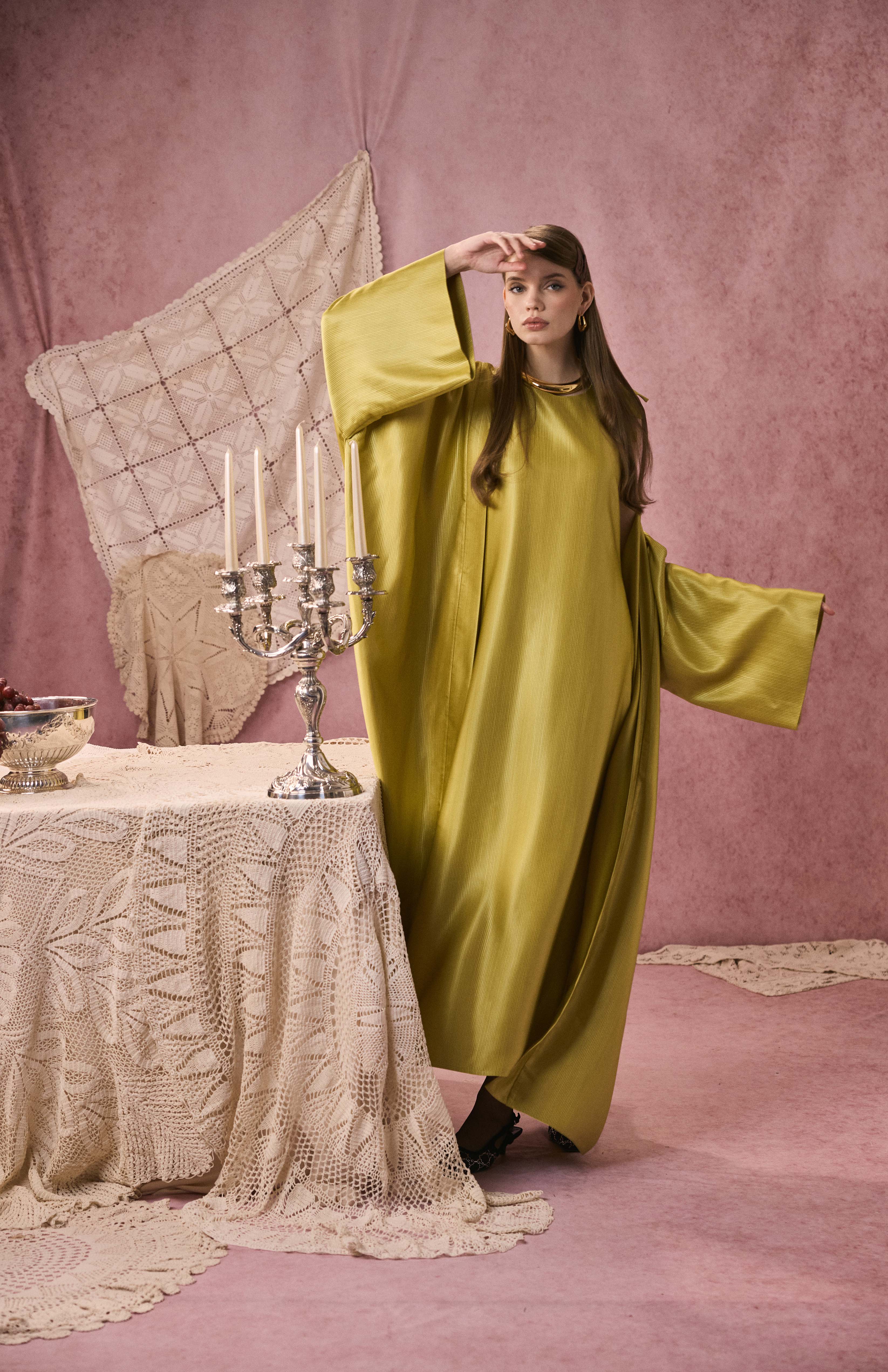 CELESTE SILK STRIPED LIME