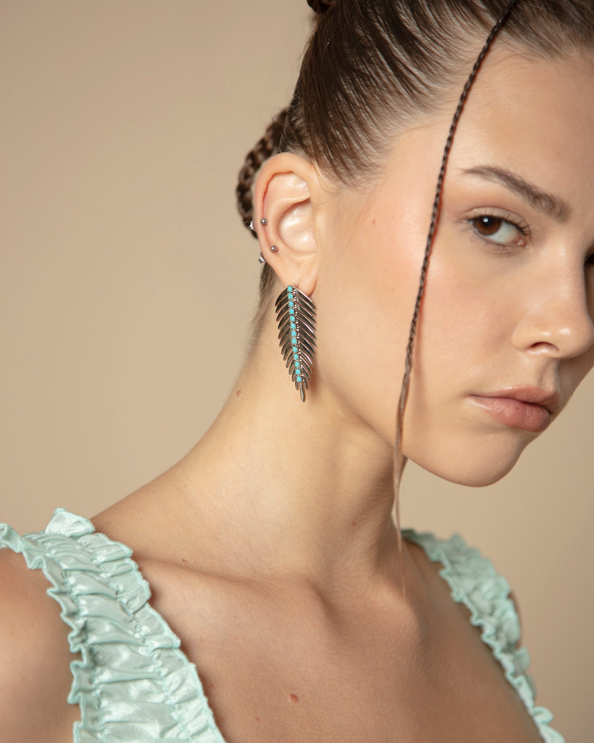 MINI ELLISE EARRINGS SILVER TURQUOISE