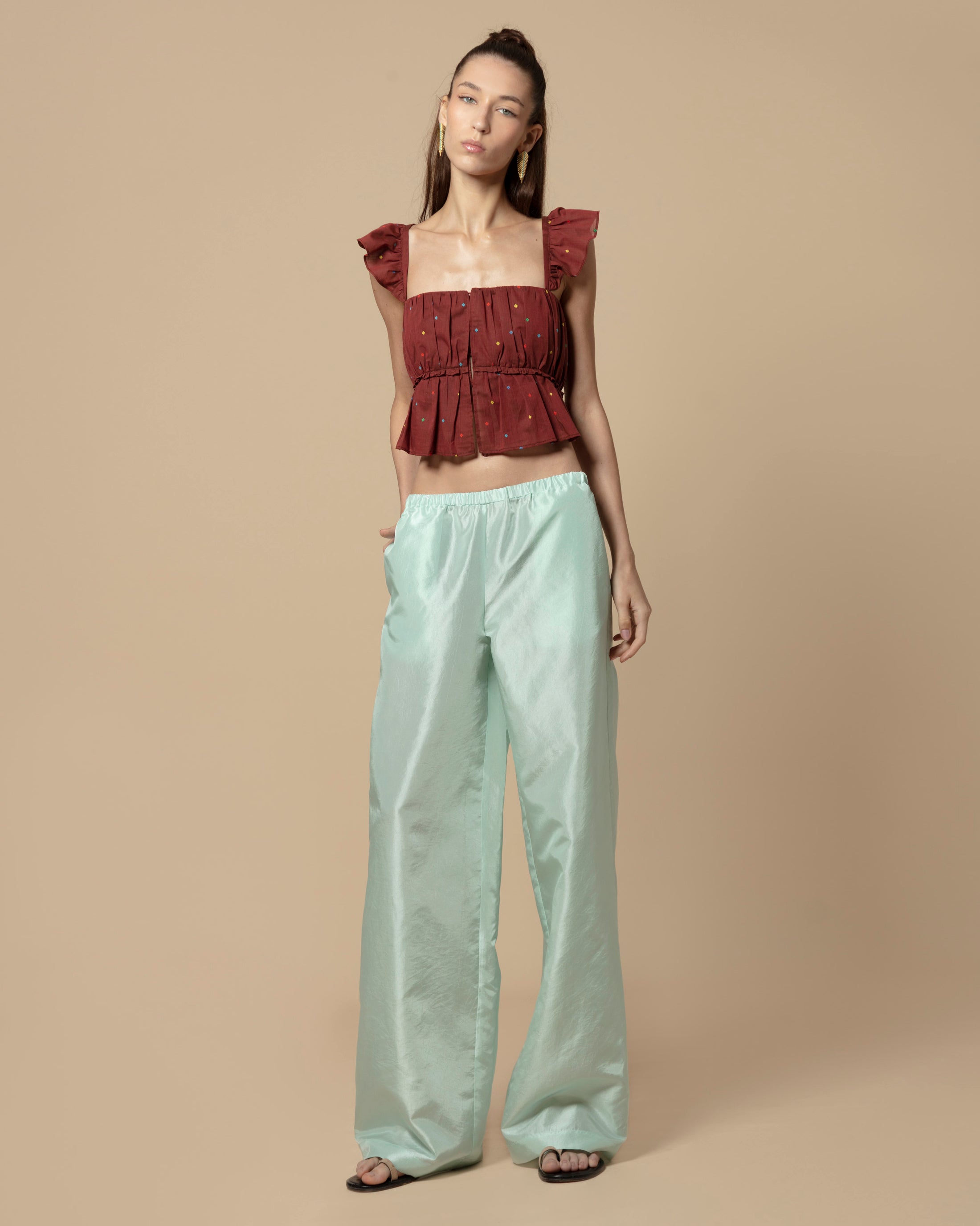 LUNE PANTS TAFFETA AQUA