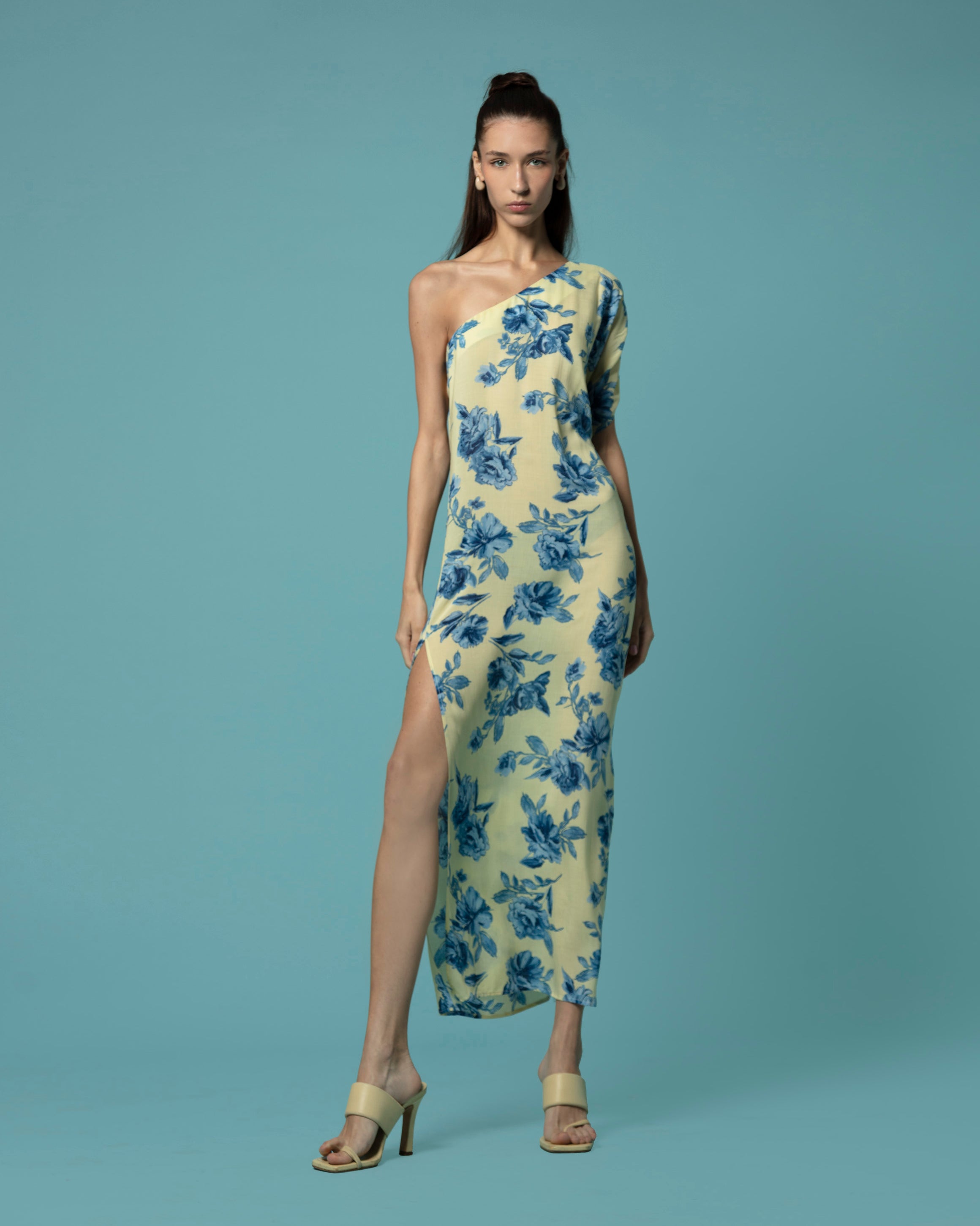 ORAYA DRESS VOILE FLEURI JAUNE