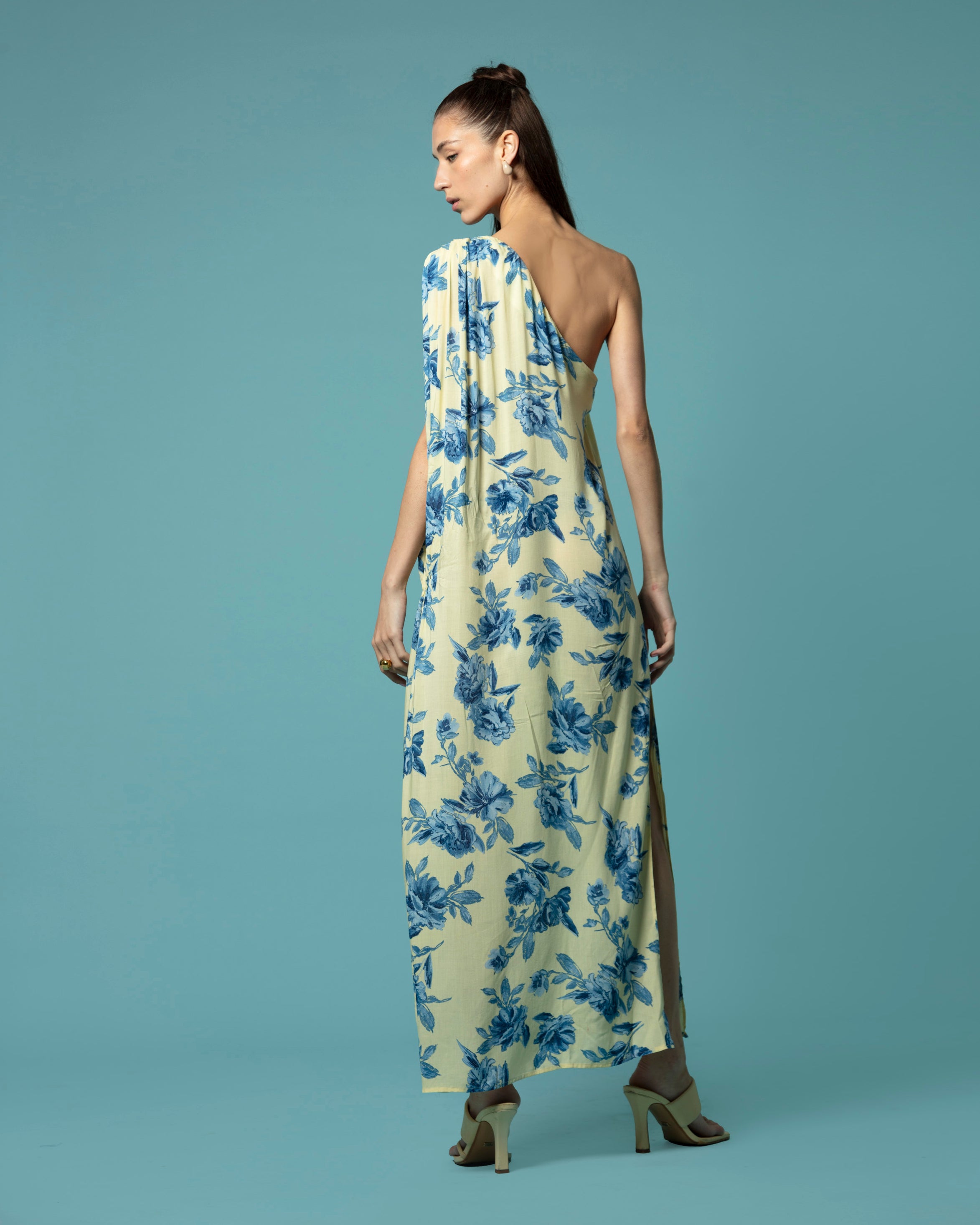 ORAYA DRESS VOILE FLEURI JAUNE
