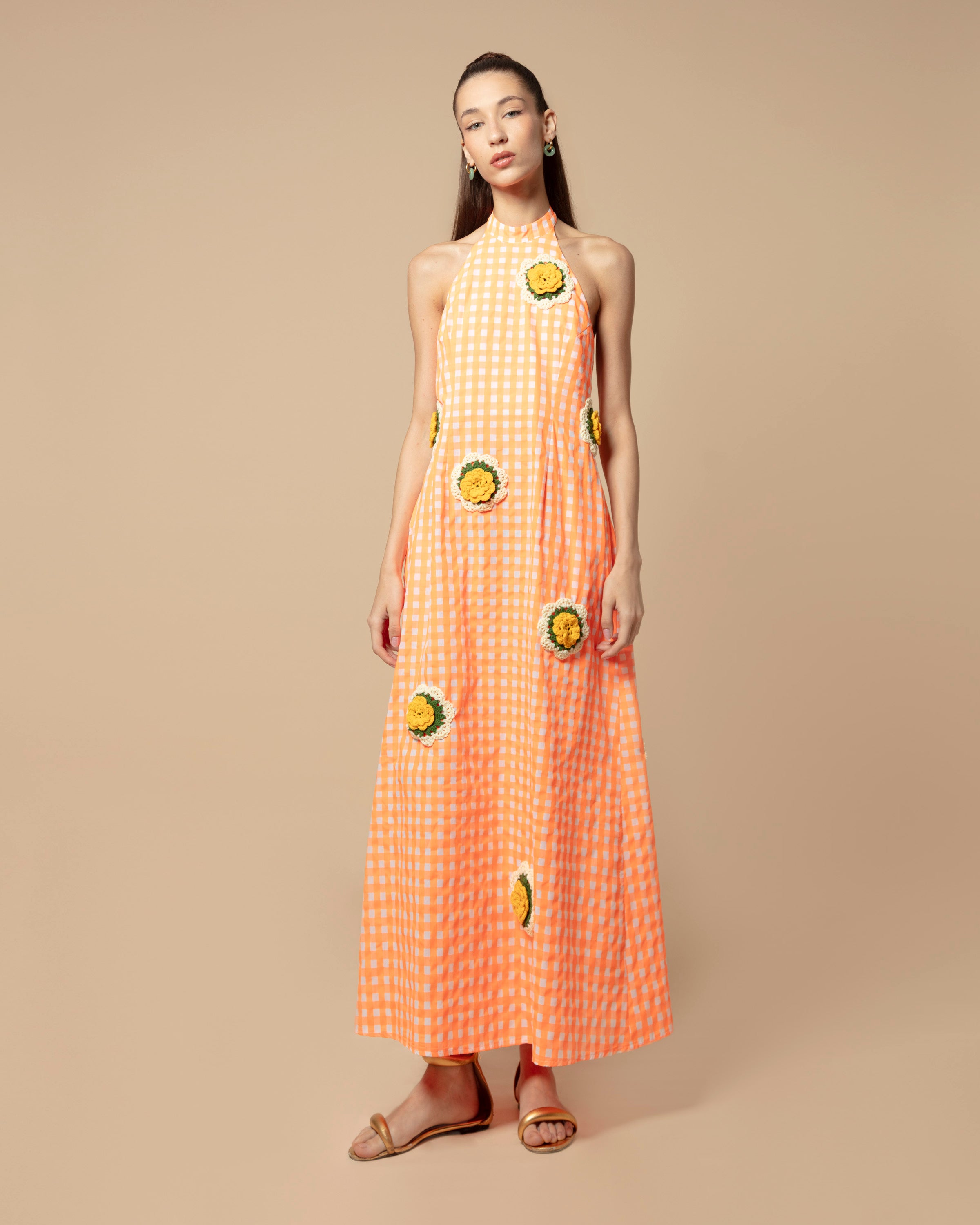 PANA DRESS CARREAUX ORANGE