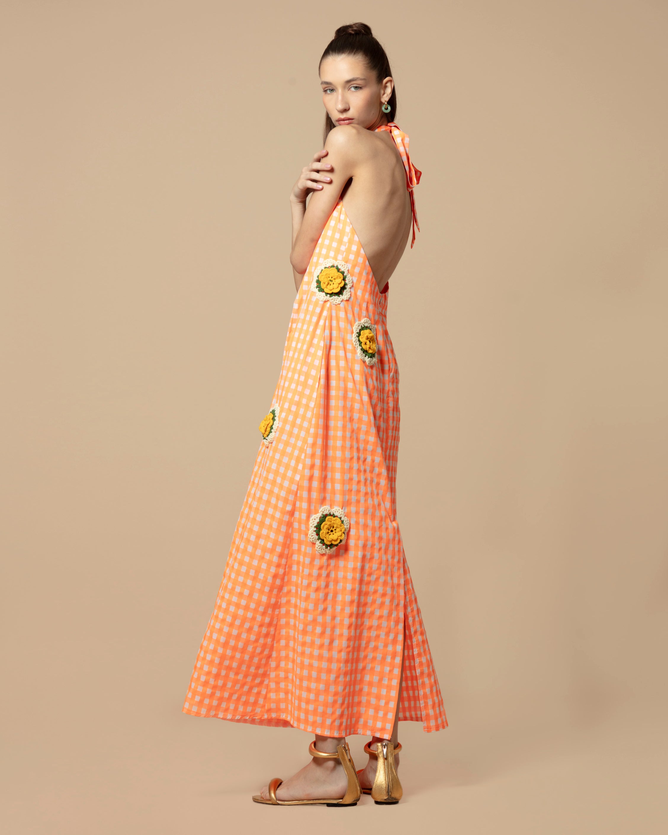 PANA DRESS CARREAUX ORANGE