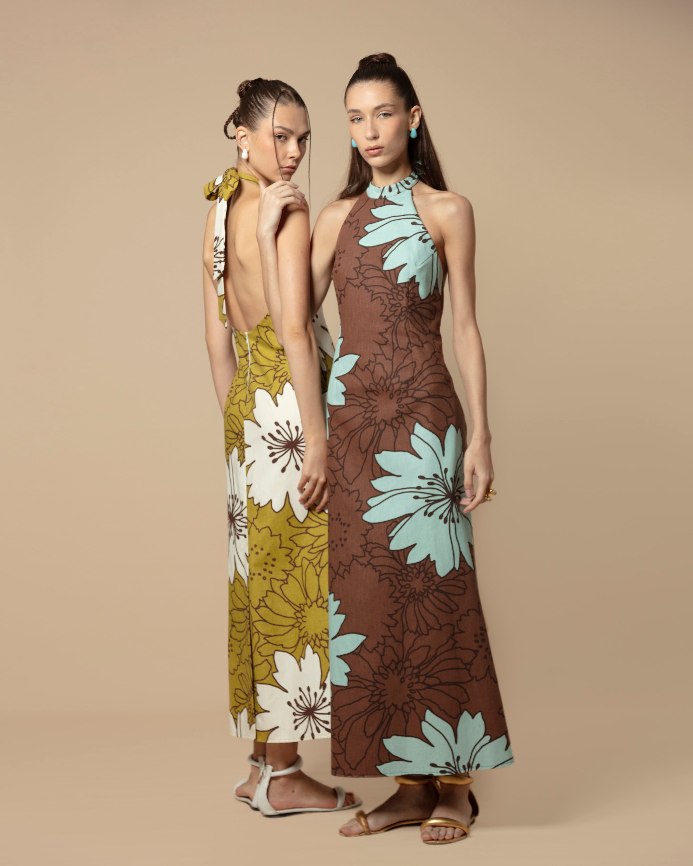 PANA DRESS LIN IMPRIME BROWN