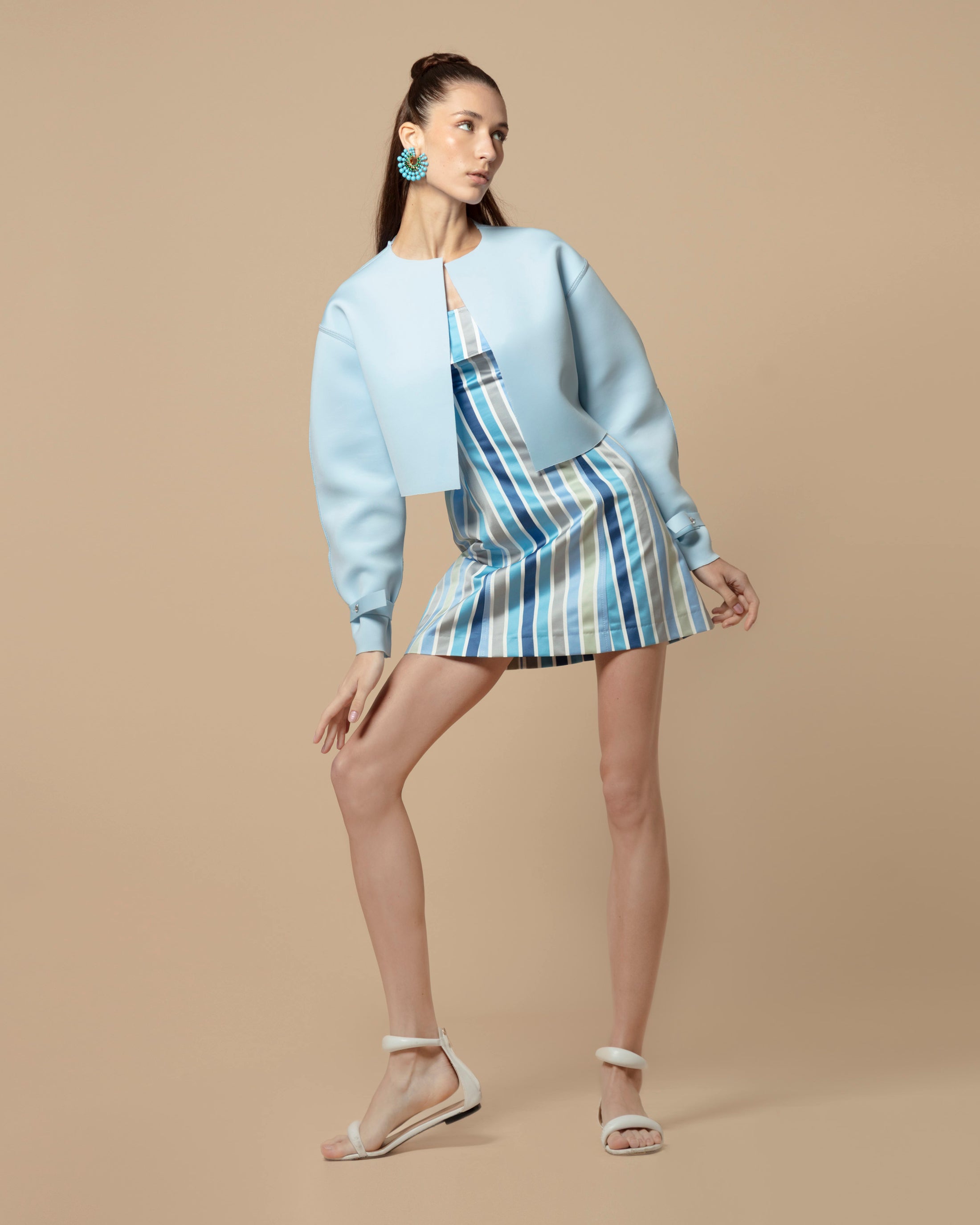 ZENDAYA DRESS SOIE RAYE SHADES OF BLUE
