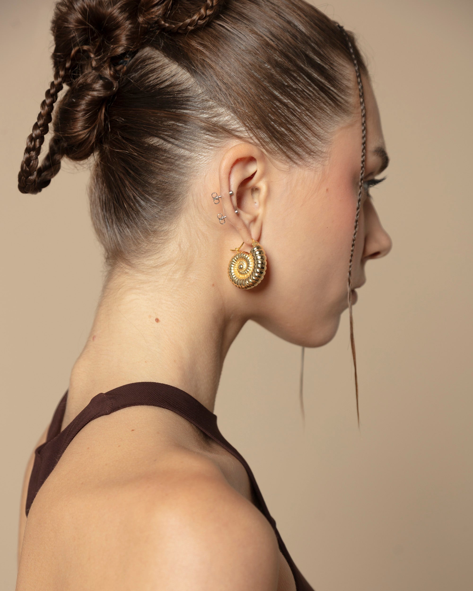HARP SHELLS EARRINGS GOLD