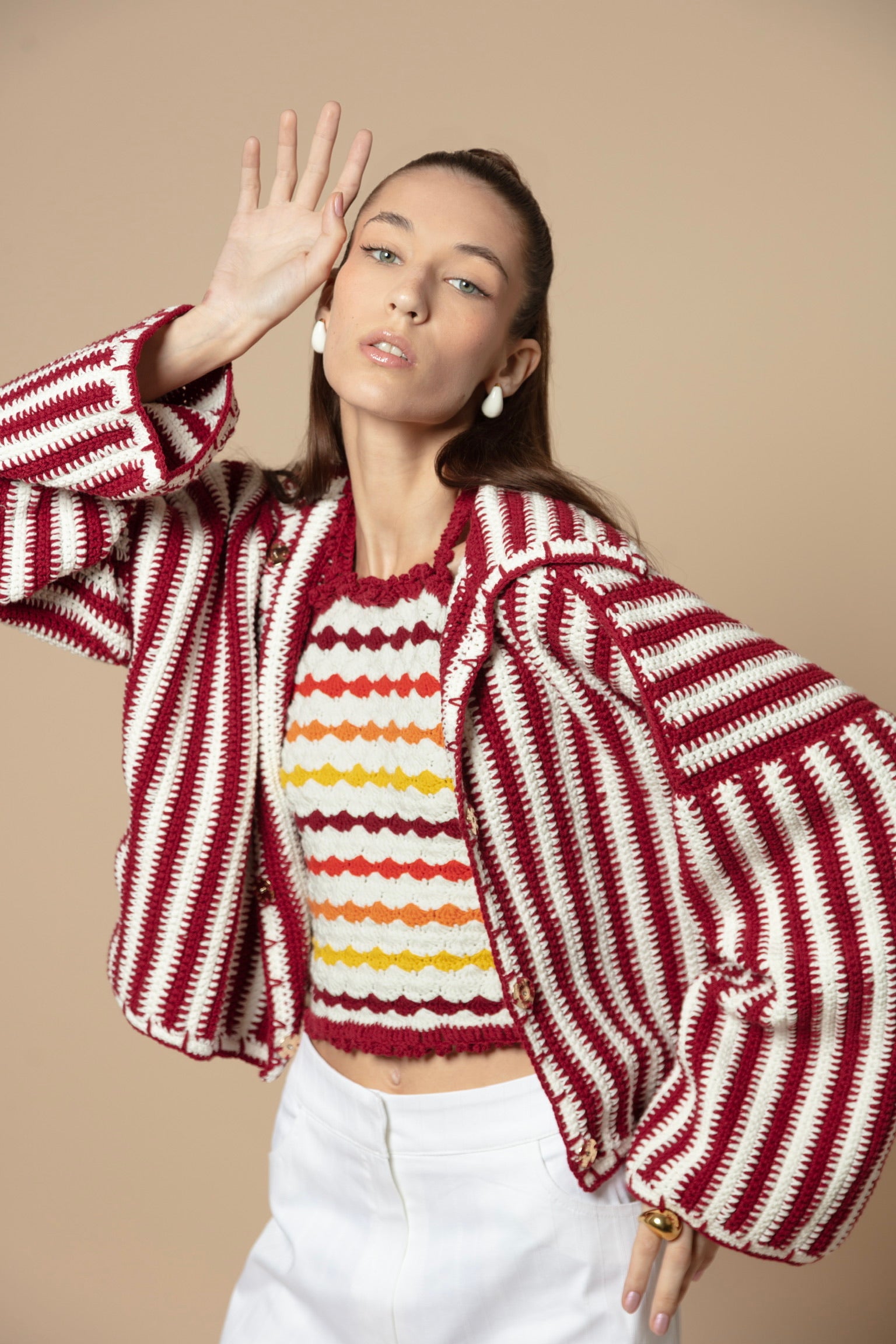 DARIA JACKET BURGUNDY/WHITE OS