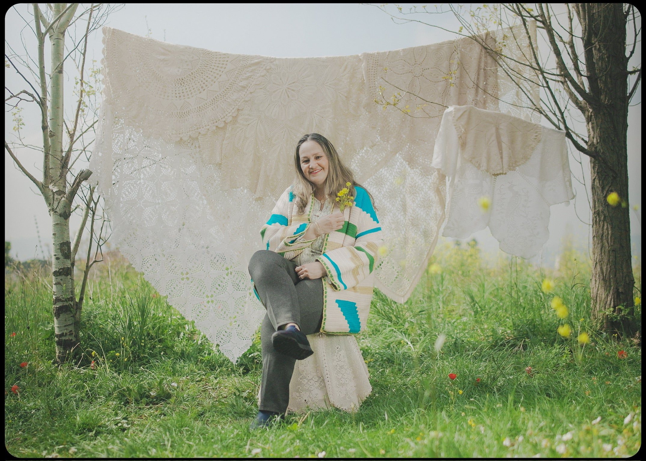 KIONA JACKET LONG BEIGE/GREEN OS