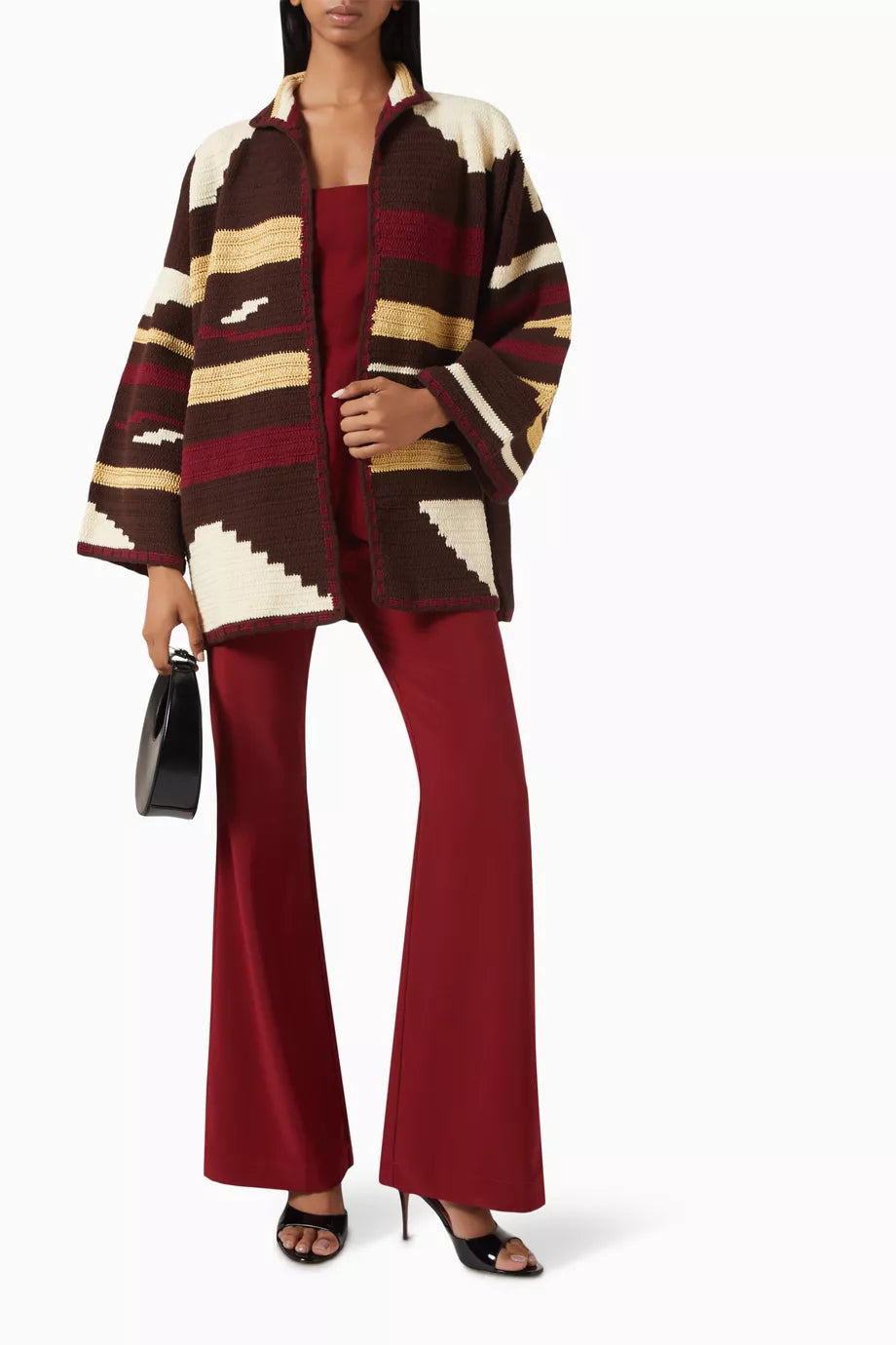KIONA JACKET LONG BROWN/BURGUNDY OS