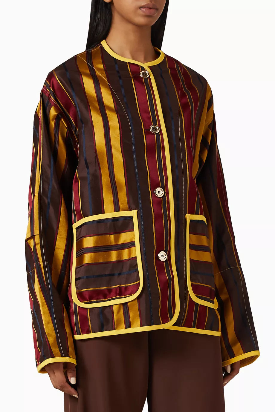 ROMAN JACKET TAFFETA BROWN STRIPED