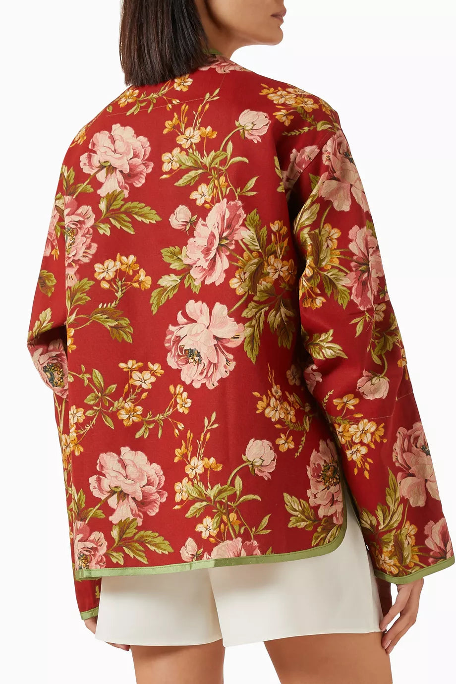 ROMAN JACKET LIN ROUGE FLEURI