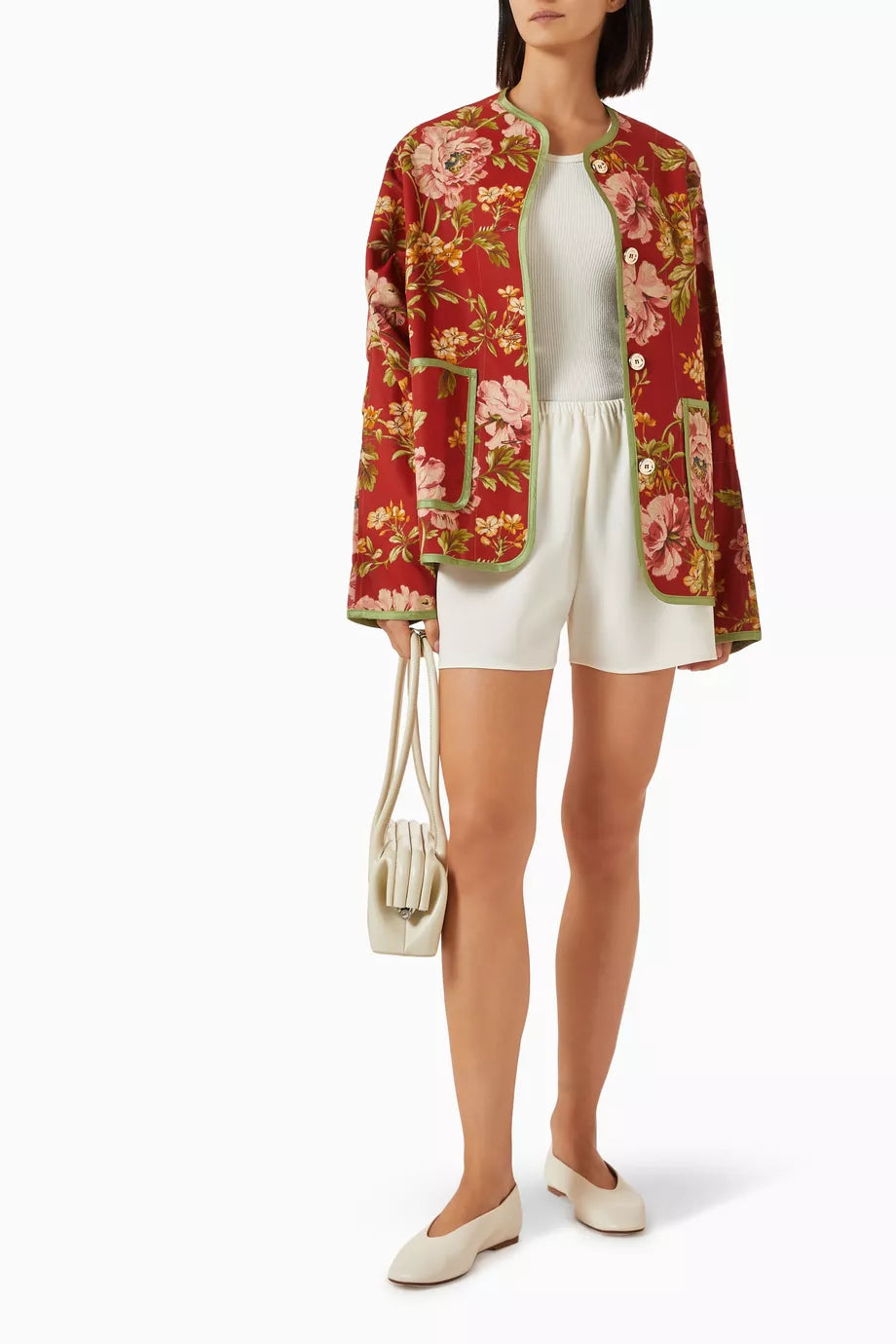 ROMAN JACKET LIN ROUGE FLEURI