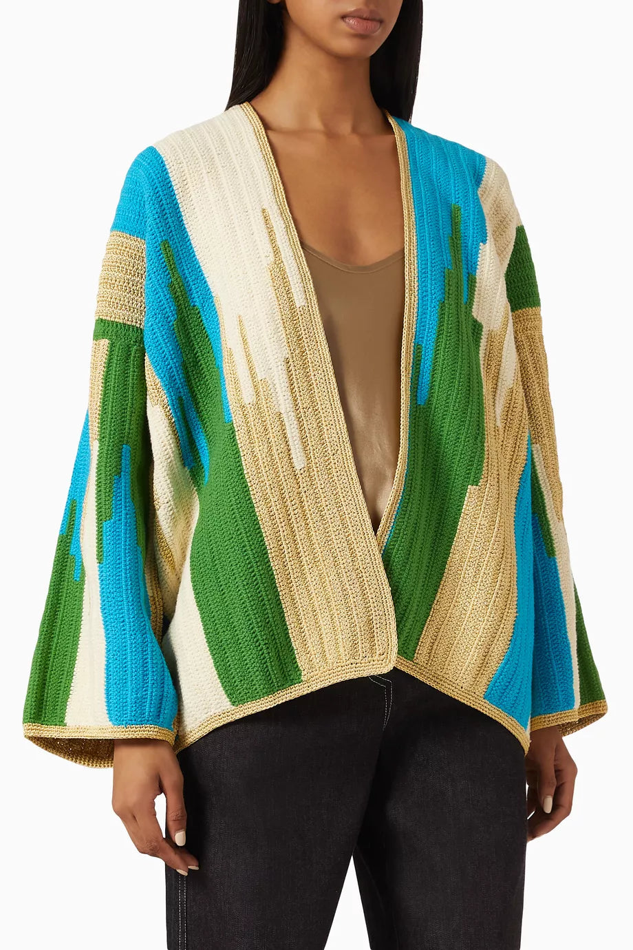 JADE JACKET BEIGE/GREEN/TURQUOISE