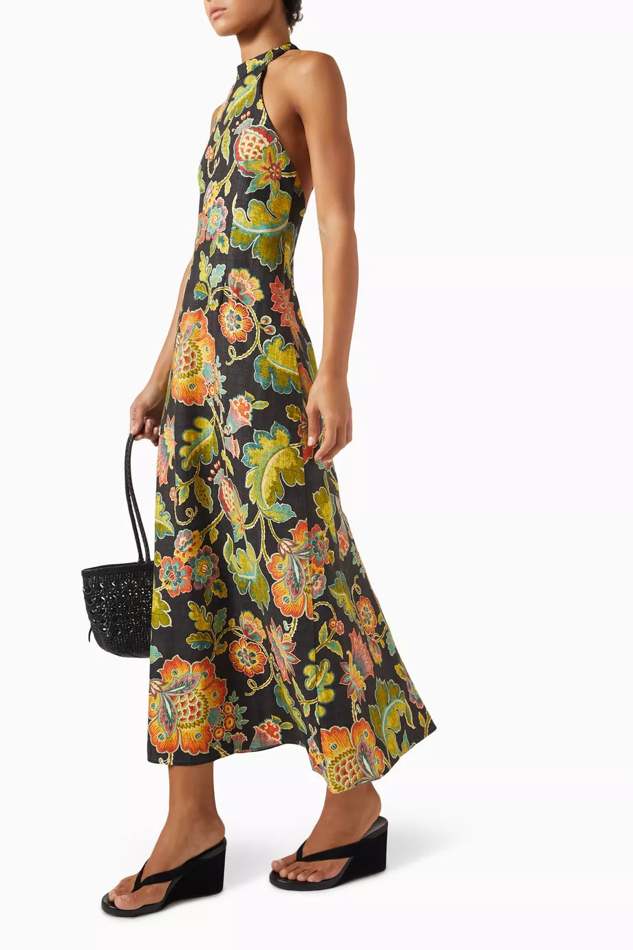 PANA DRESS LIN FLEURI NOIR
