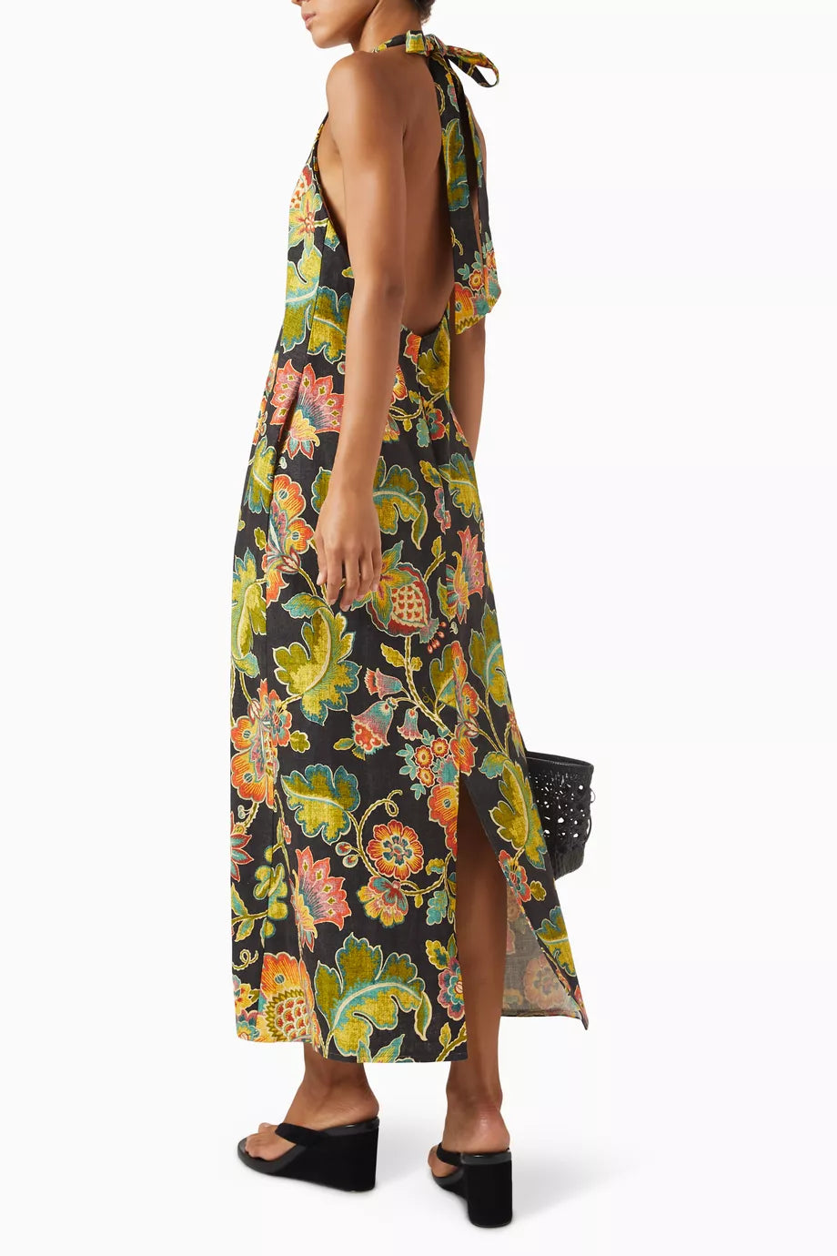 PANA DRESS LIN FLEURI NOIR