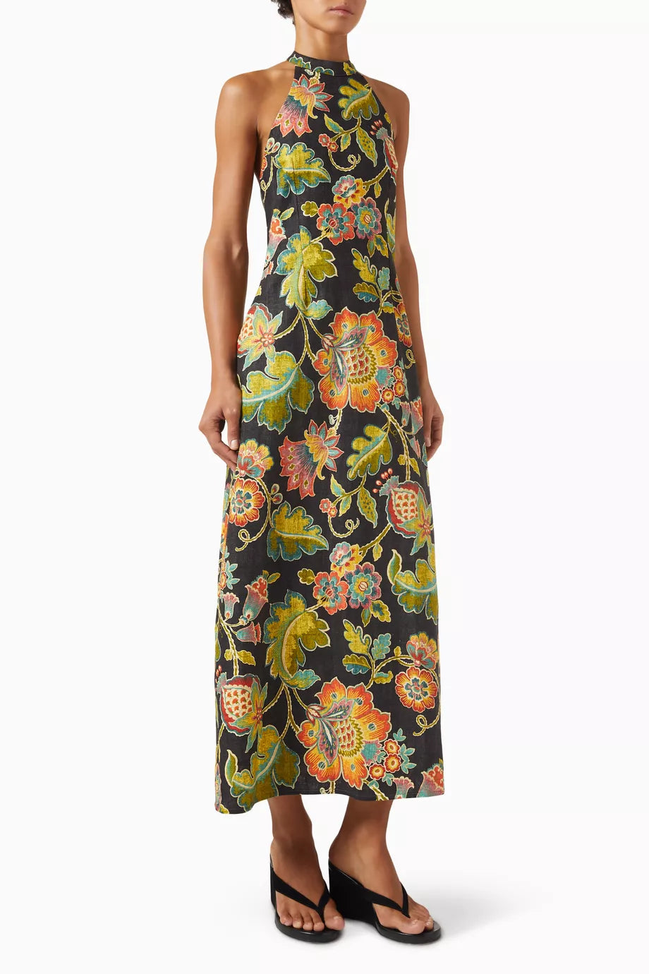 PANA DRESS LIN FLEURI NOIR
