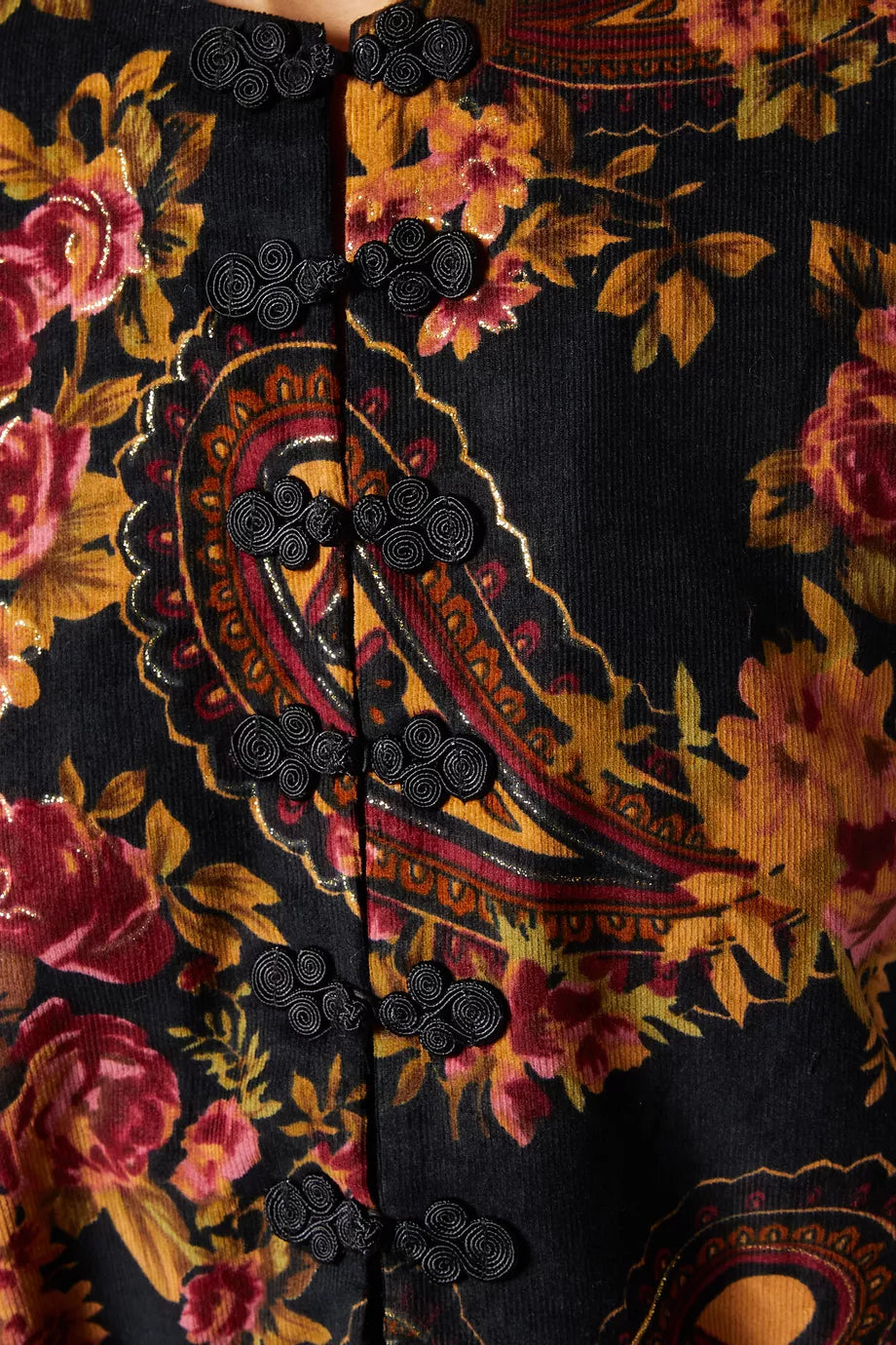 LUEUR DRESS CORDUROY PAISLEY BLACK
