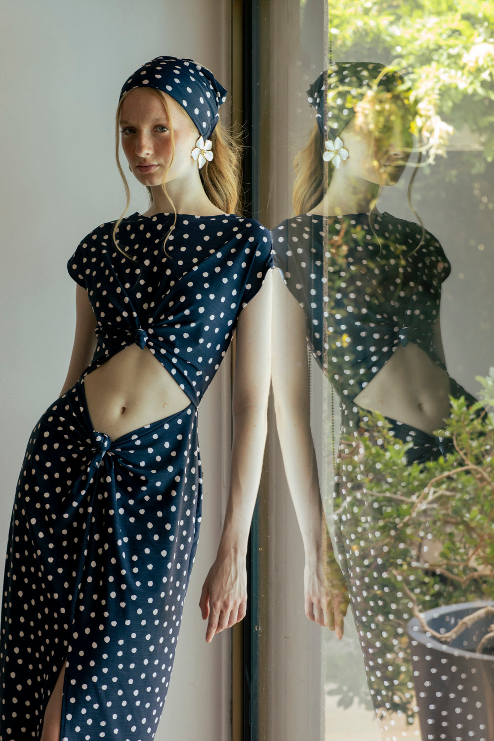 TORSA DRESS NAVY POLKADOT
