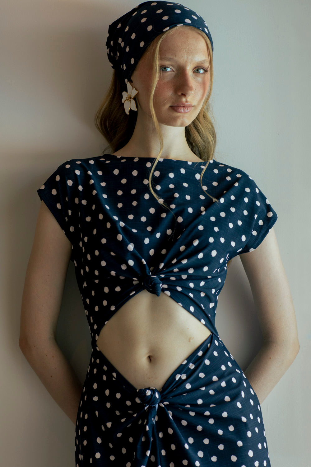 TORSA DRESS NAVY POLKADOT
