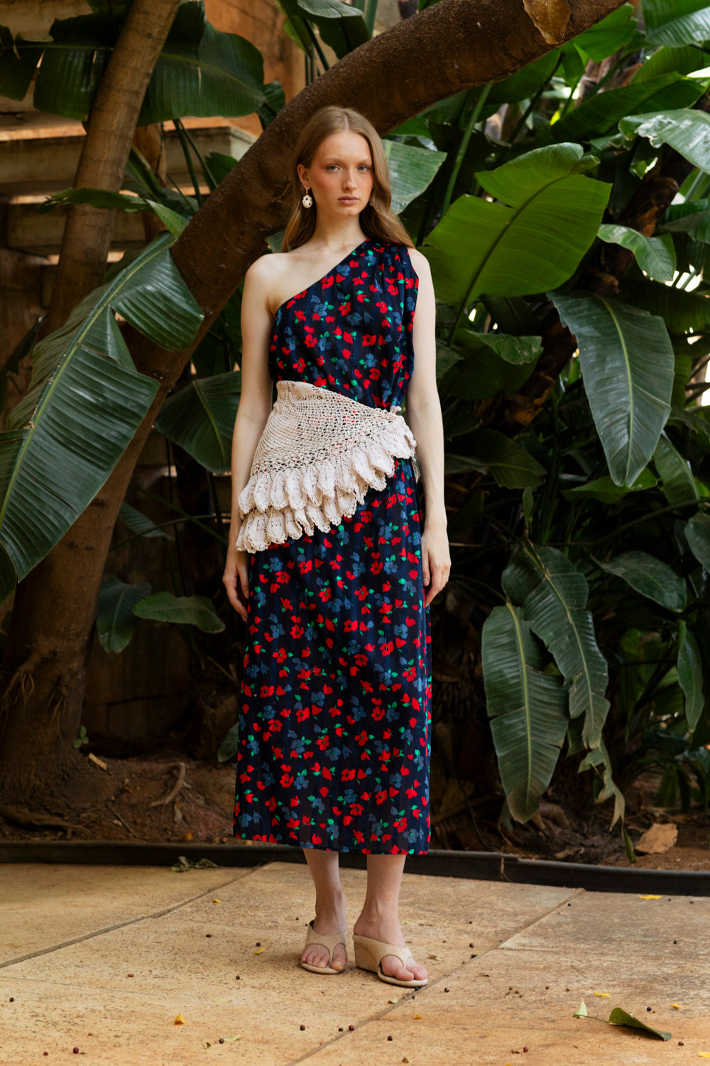 ORAYA DRESS VOILE SUISSE FLEURIE NAVY