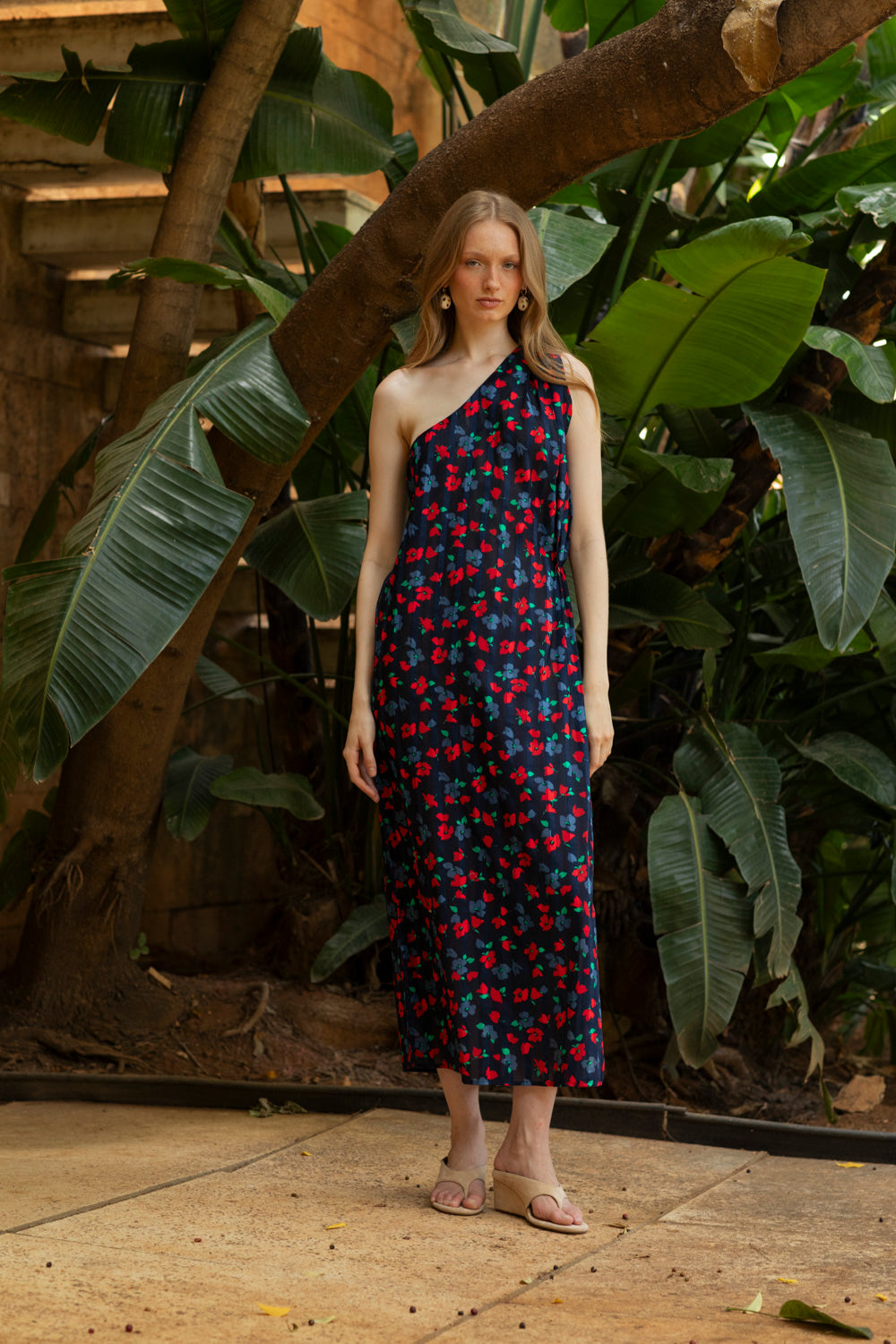 ORAYA DRESS VOILE SUISSE FLEURIE NAVY